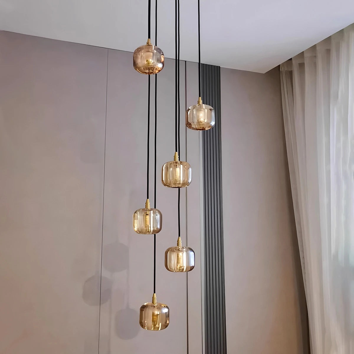 Antizer Colored Glass Multi Pendant Chandelier
