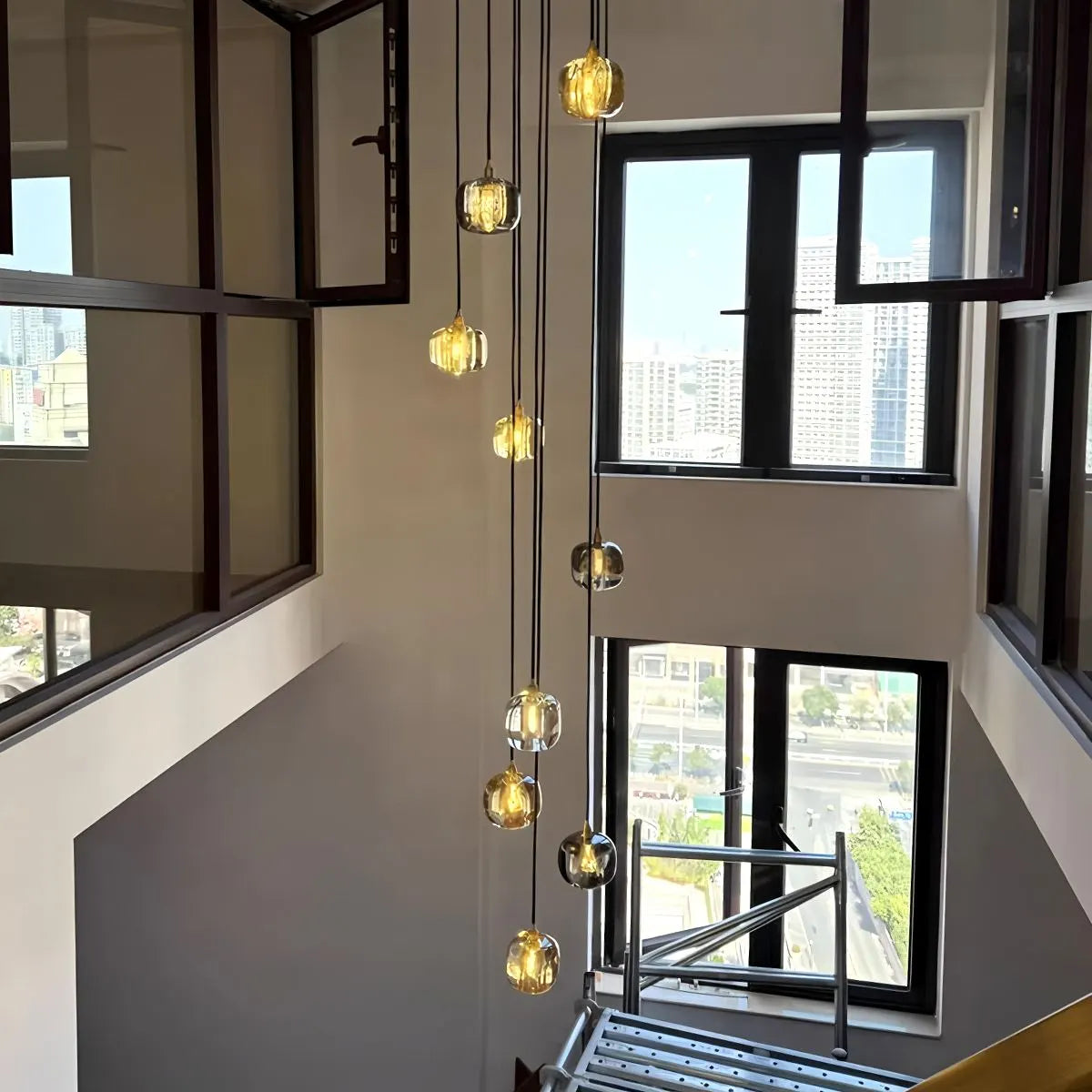 Antizer Colored Glass Multi Pendant Chandelier