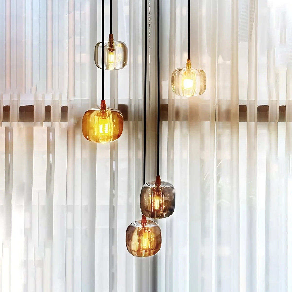 Antizer Colored Glass Multi Pendant Chandelier