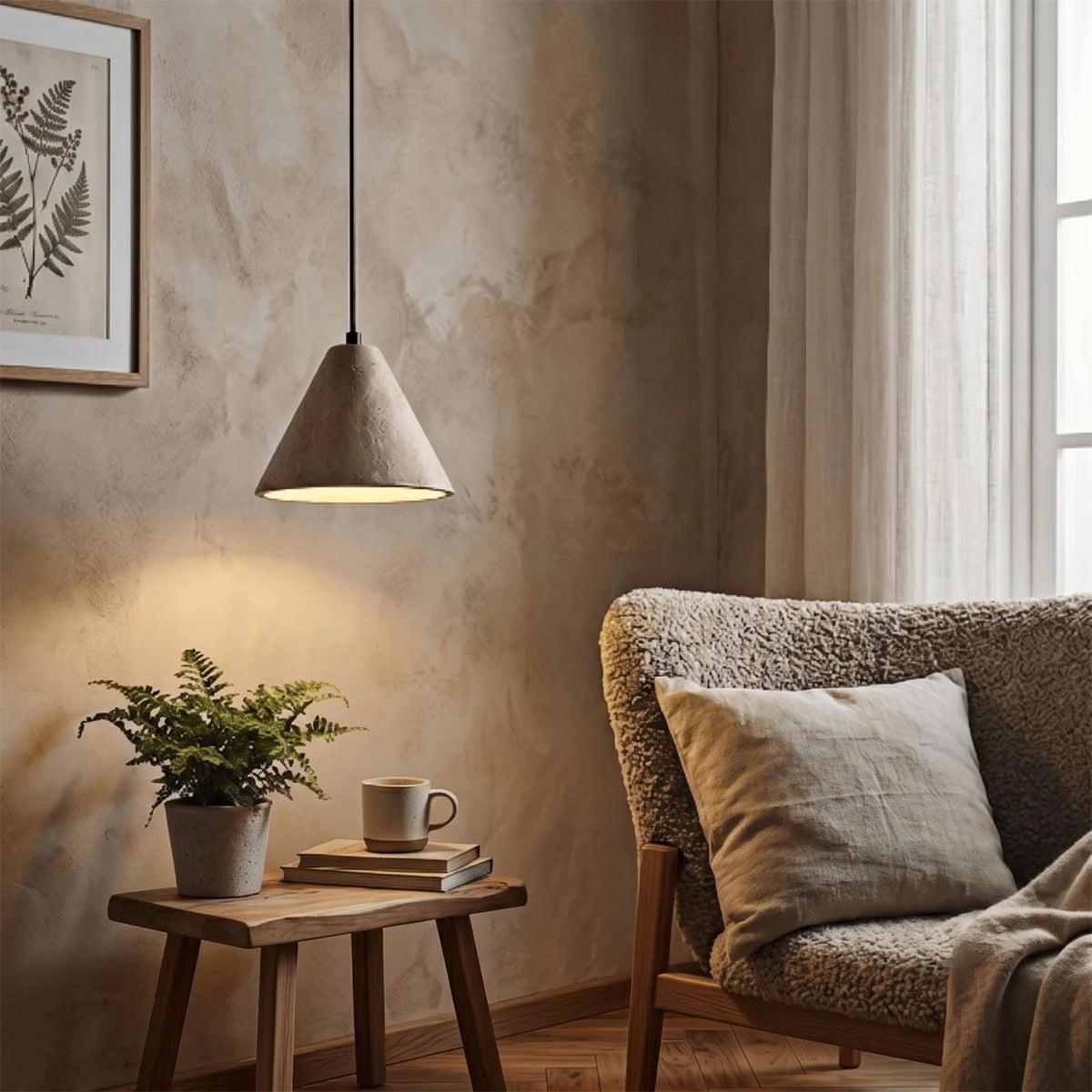 Antizer Conical Travertine Pendant Light