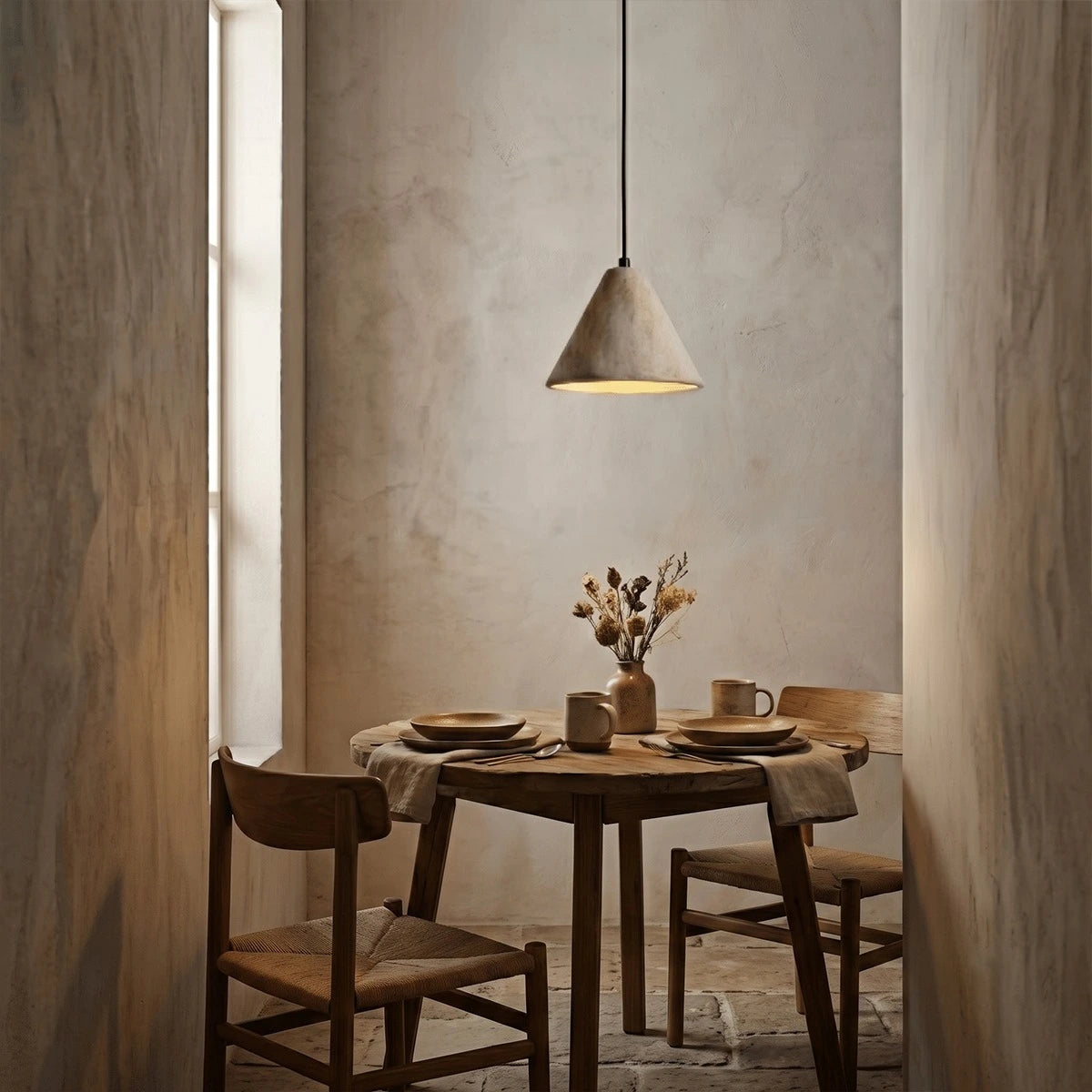 Antizer Conical Travertine Pendant Light