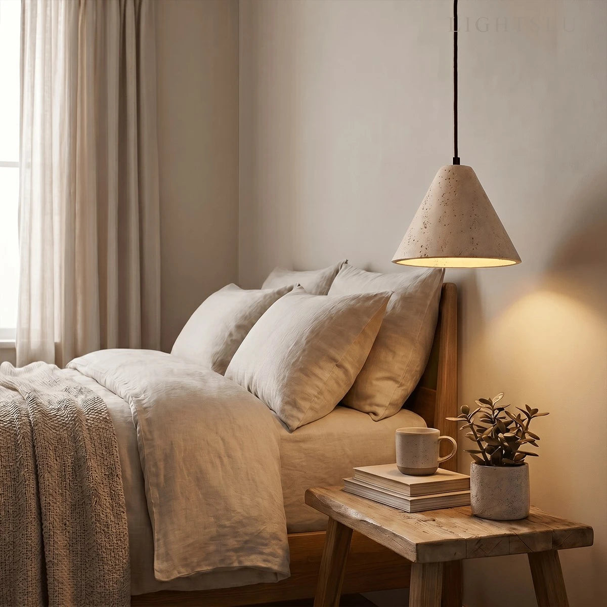 Antizer Conical Travertine Pendant Light