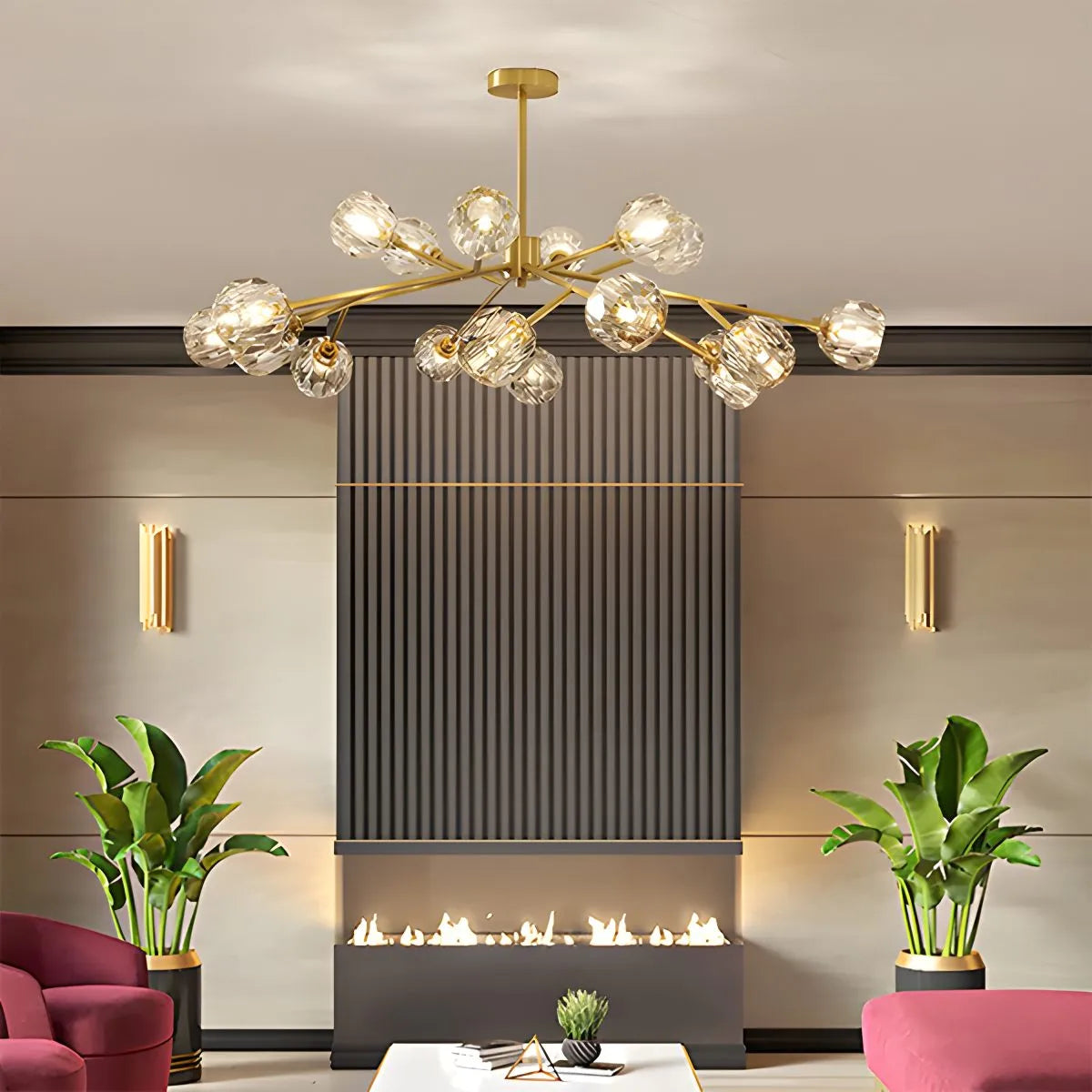 Antizer Crystal Ball Round Cluster Chandelier