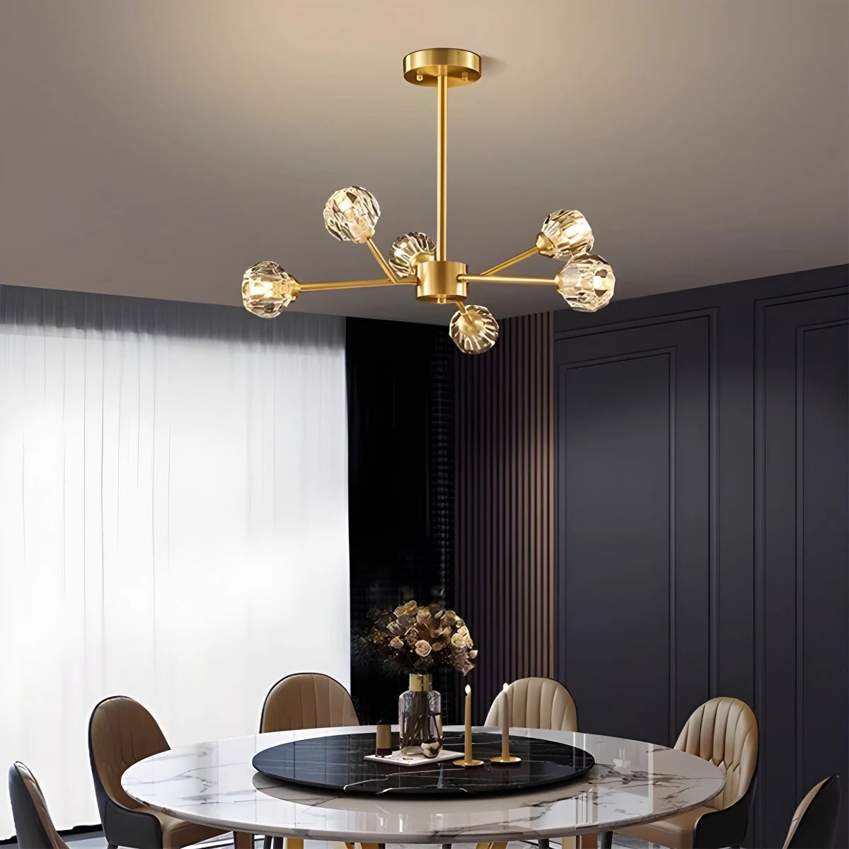 Antizer Crystal Ball Round Cluster Chandelier