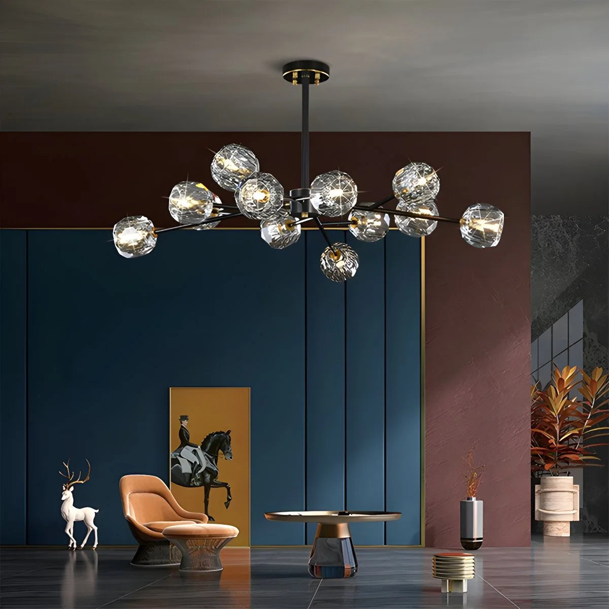 Antizer Crystal Ball Round Cluster Chandelier