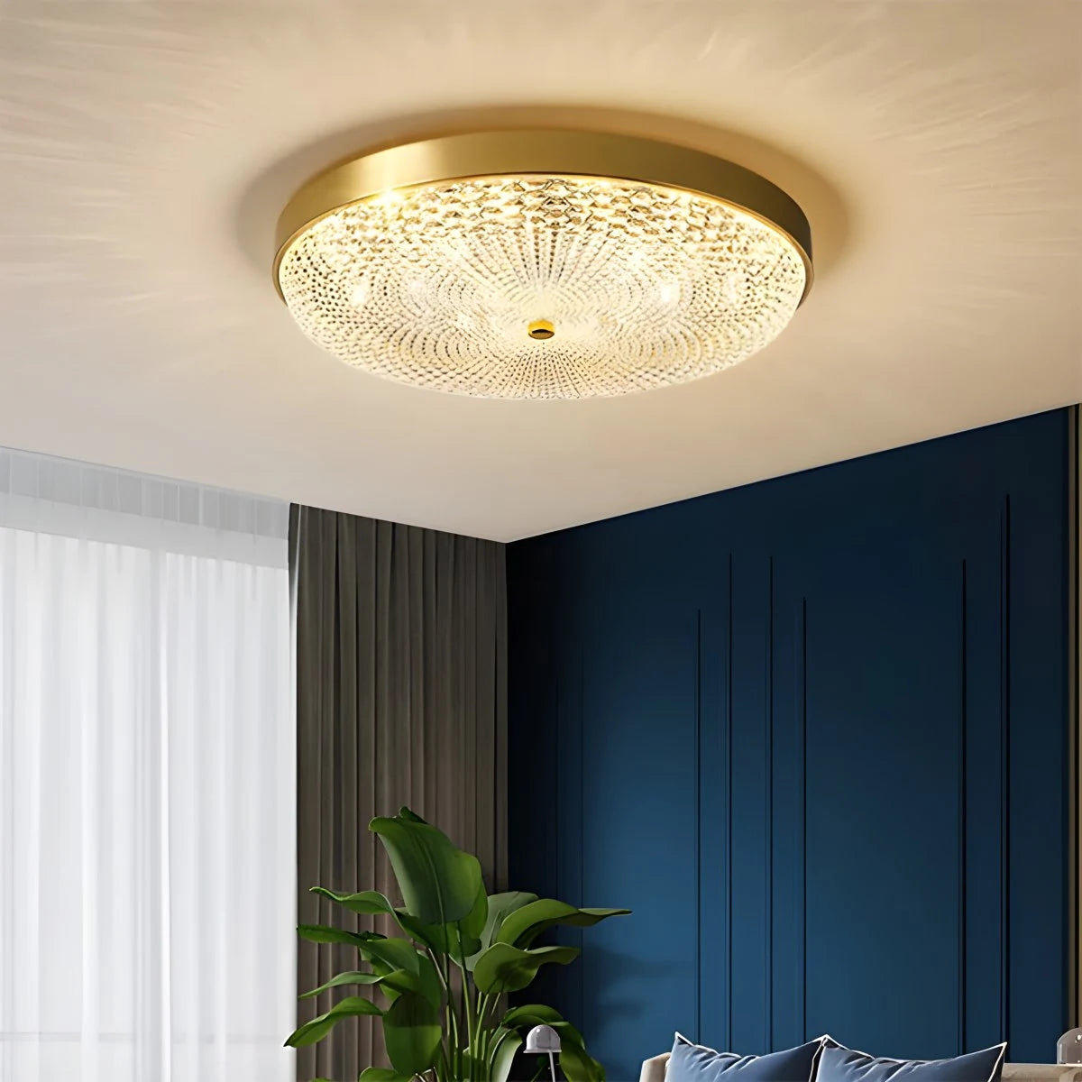 Antizer Ultrathin Circular Crystal Glass Ceiling Light