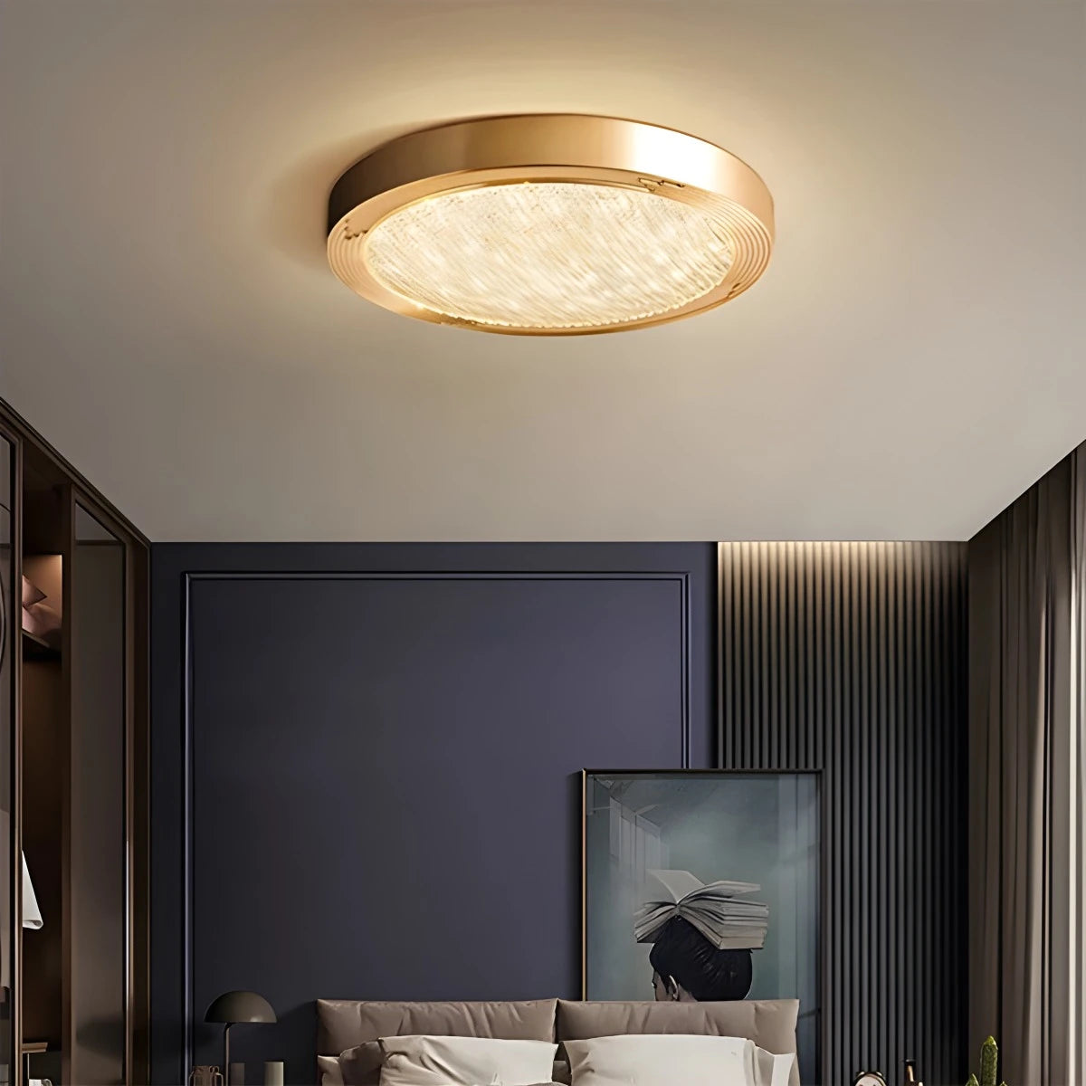 Antizer Ultrathin Circular Crystal Glass Ceiling Light