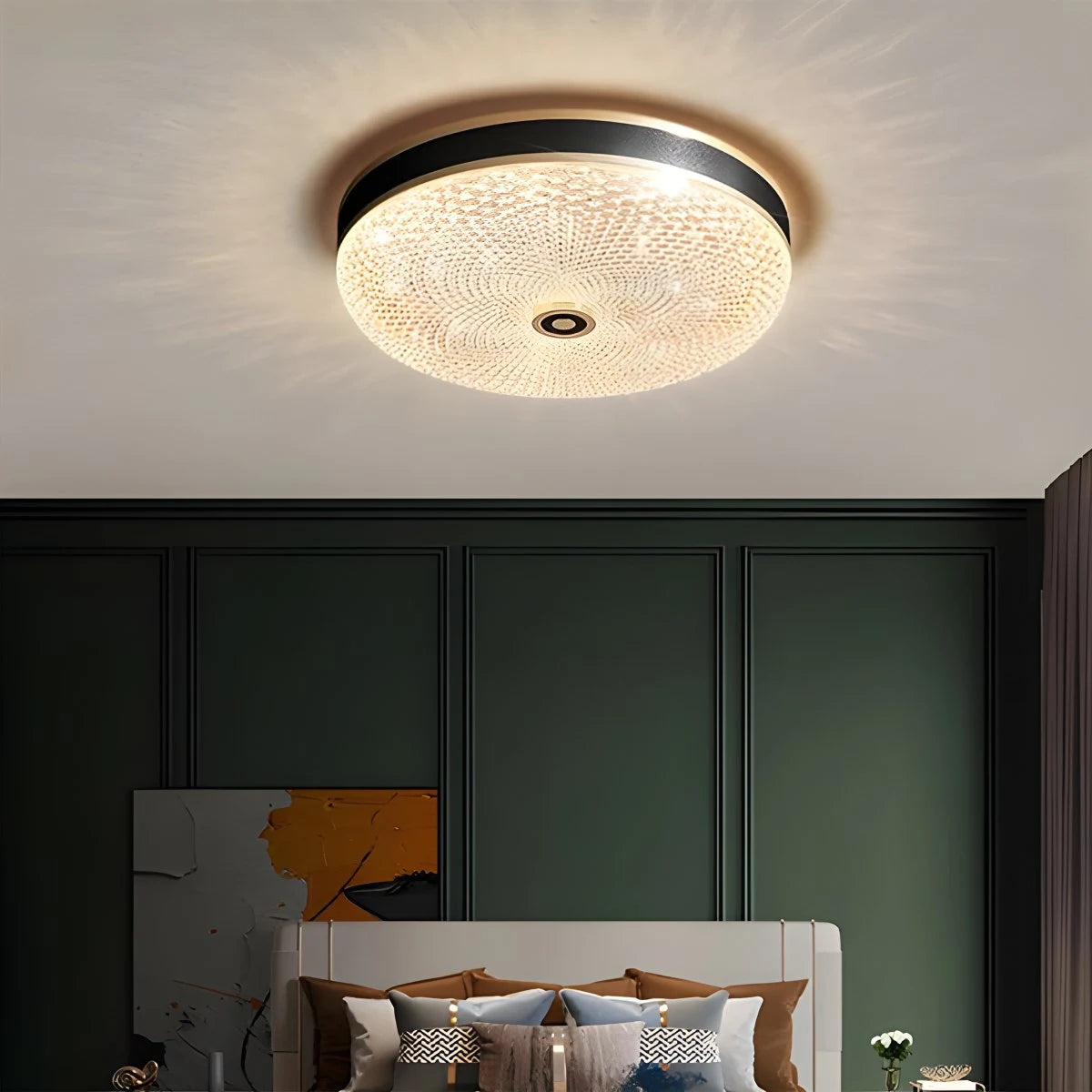 Antizer Ultrathin Circular Crystal Glass Ceiling Light