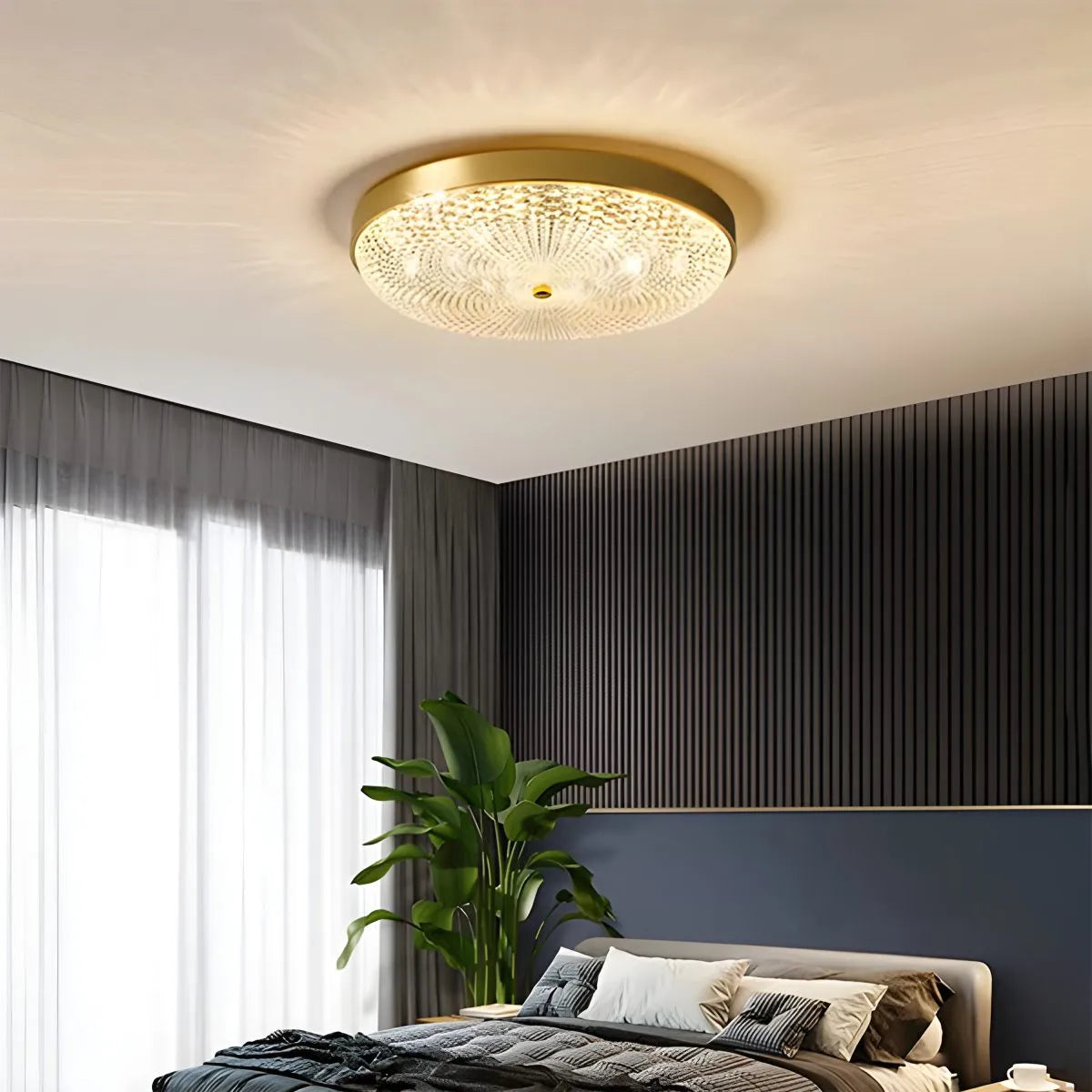 Antizer Ultrathin Circular Crystal Glass Ceiling Light