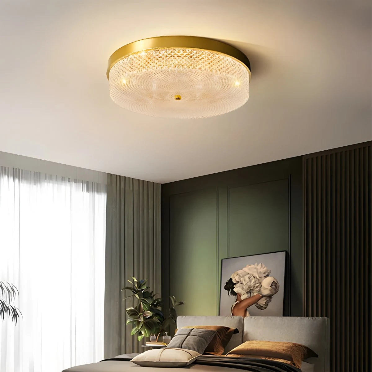Antizer Ultrathin Circular Crystal Glass Ceiling Light