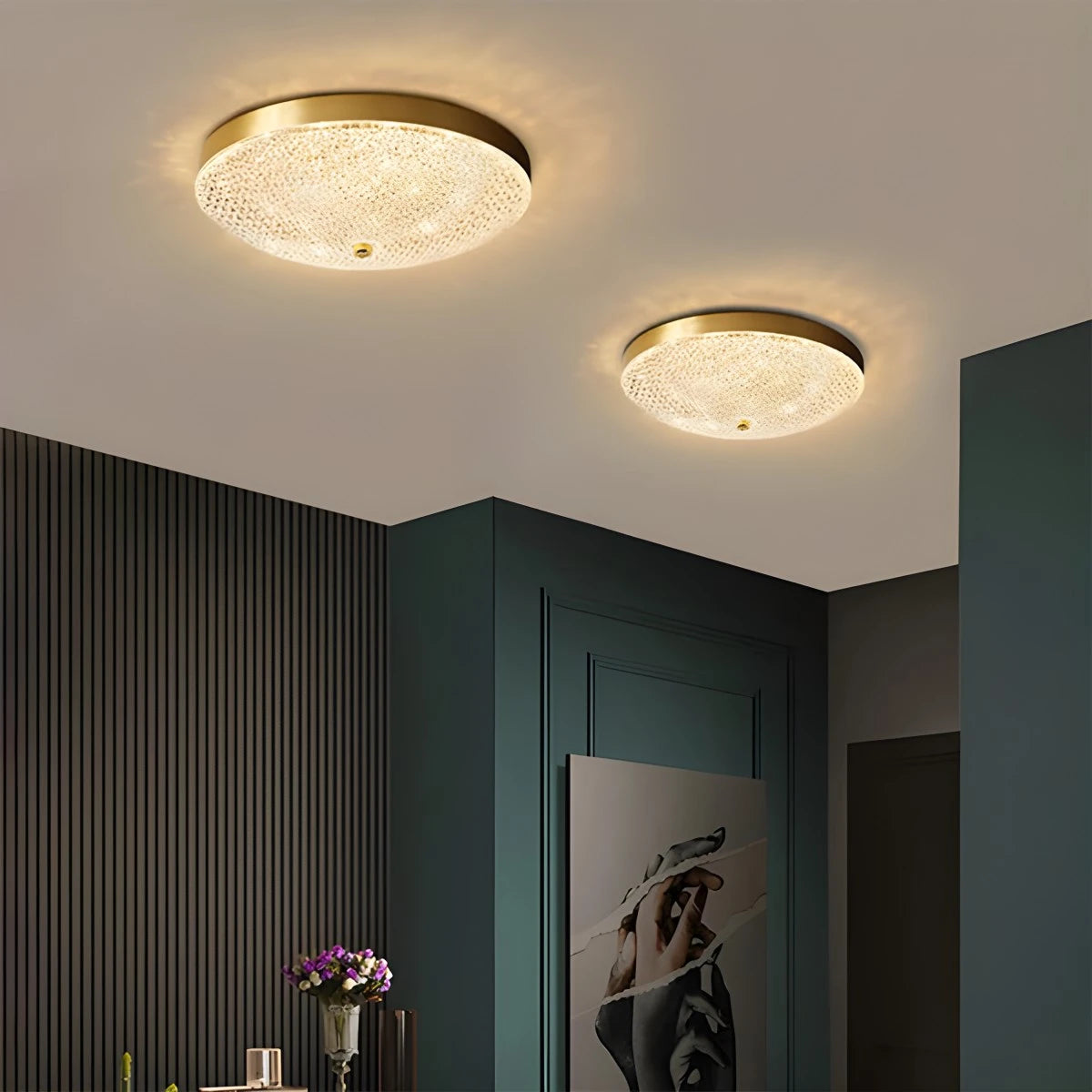 Antizer Ultrathin Circular Crystal Glass Ceiling Light