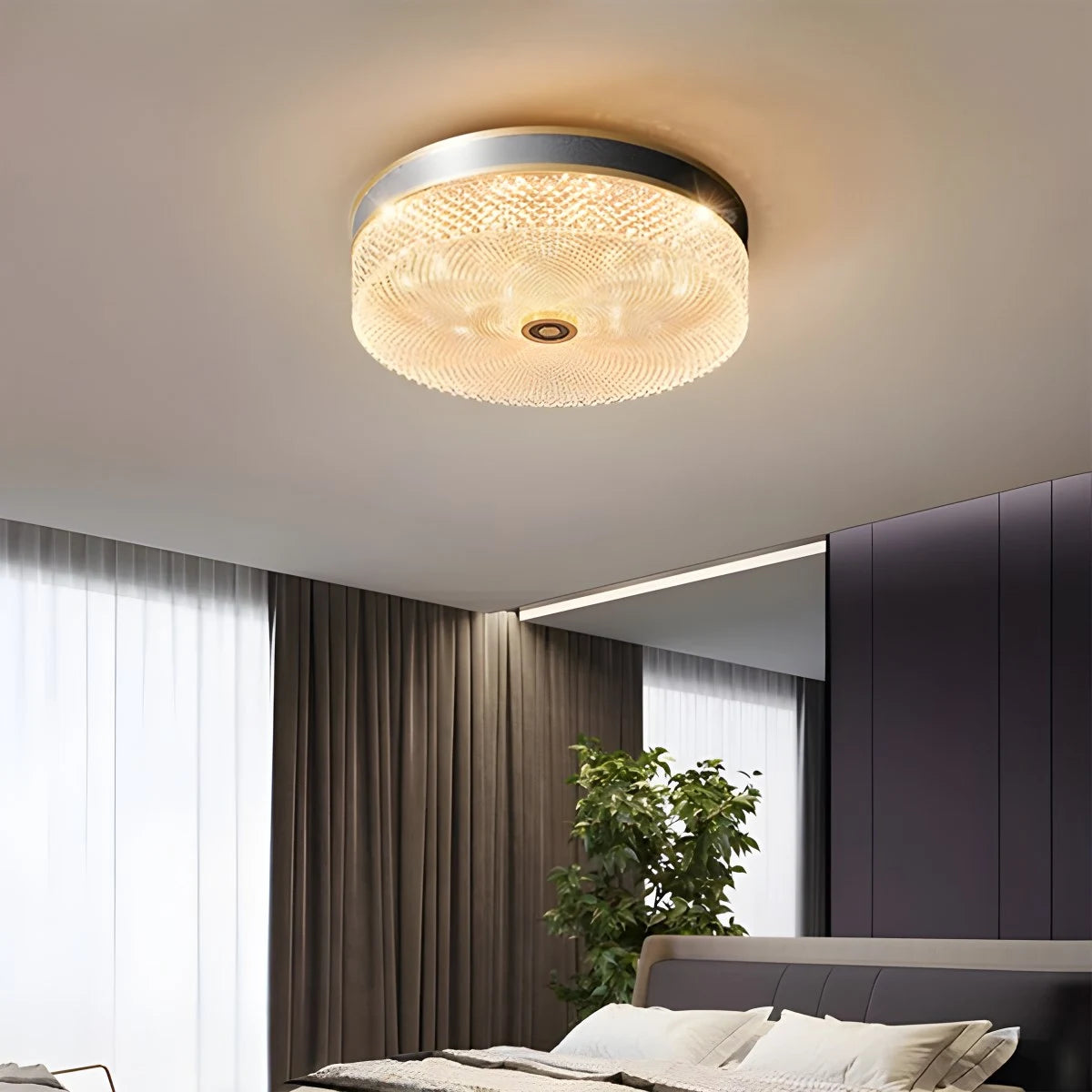 Antizer Ultrathin Circular Crystal Glass Ceiling Light