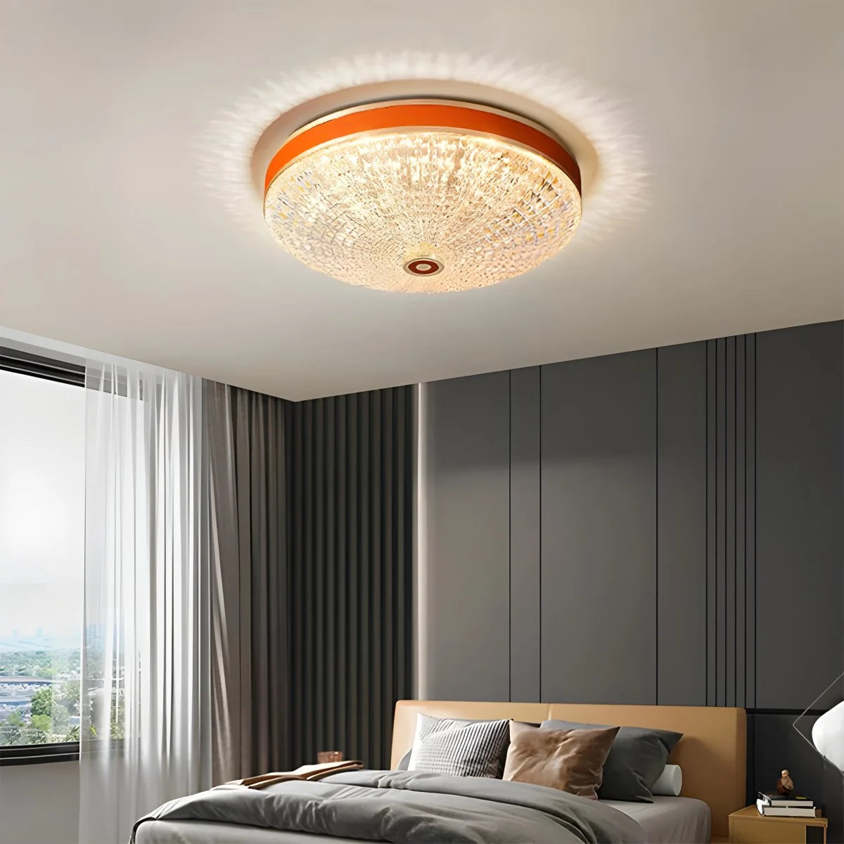 Antizer Ultrathin Circular Crystal Glass Ceiling Light