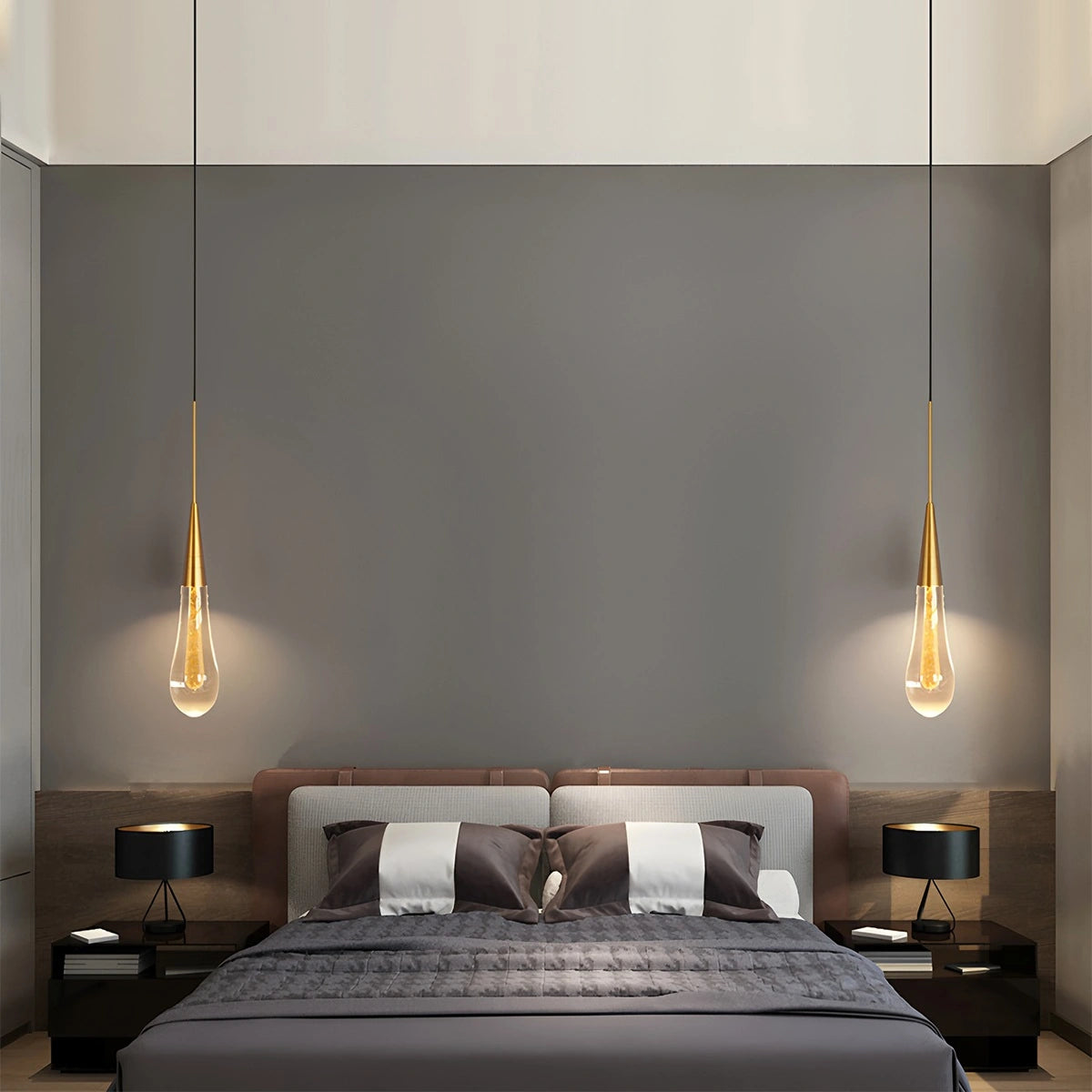 Antizer Drop Crystal Chrome Pendant Light for Bedroom