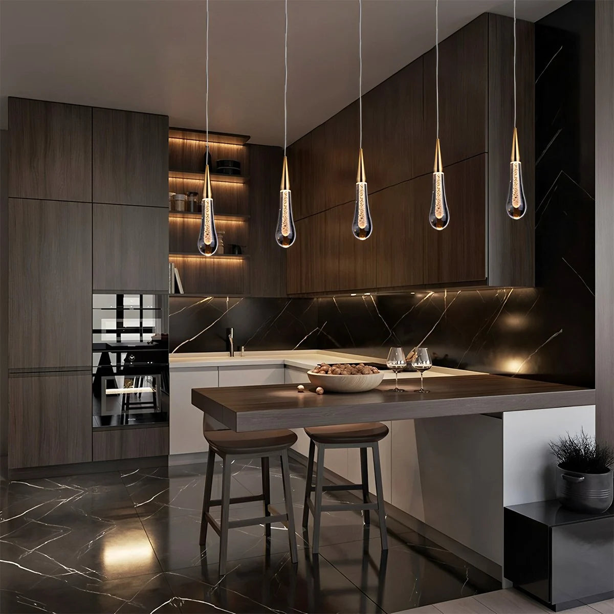 Antizer Drop Crystal Chrome Pendant Light for Bedroom