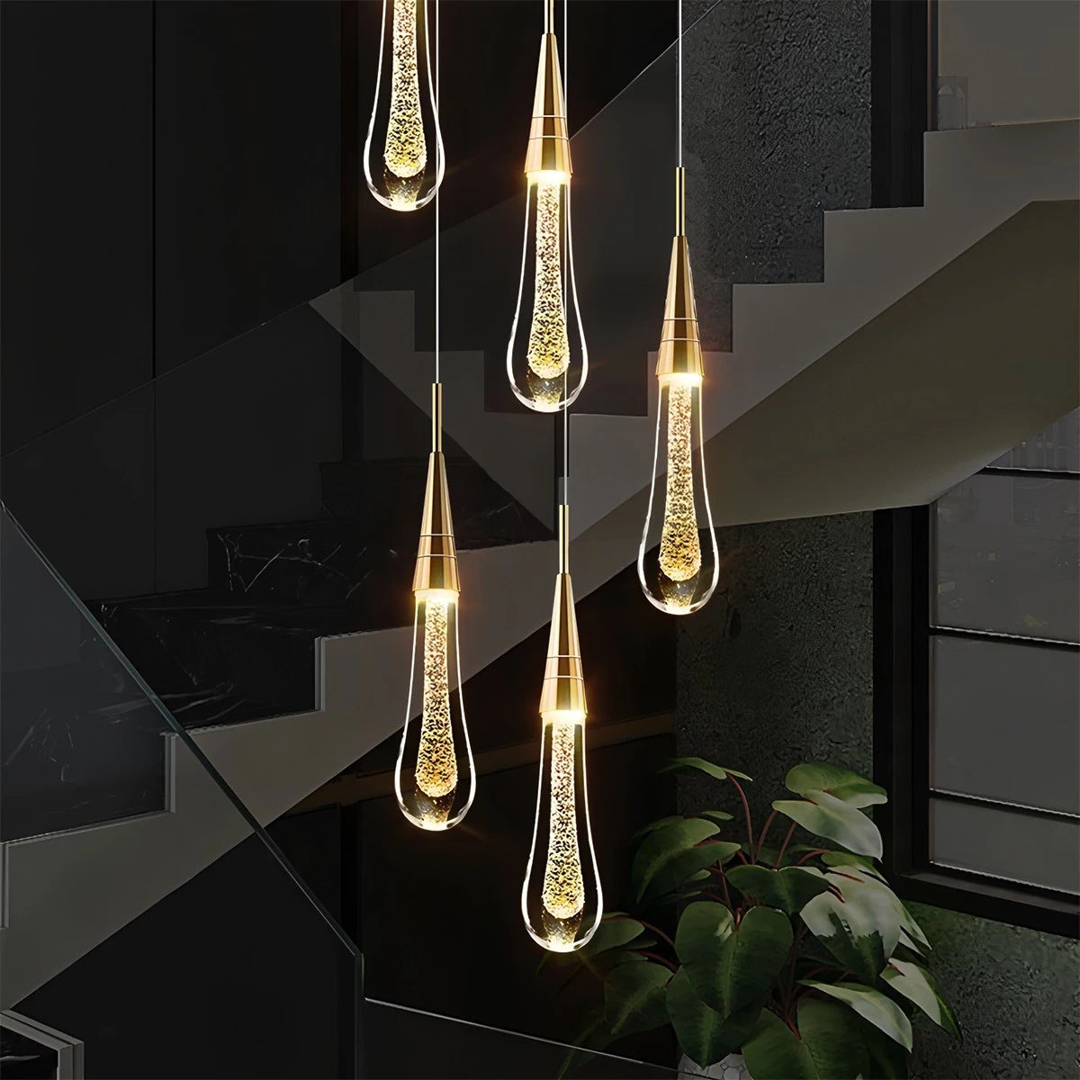 Antizer Drop Crystal Chrome Pendant Light for Bedroom