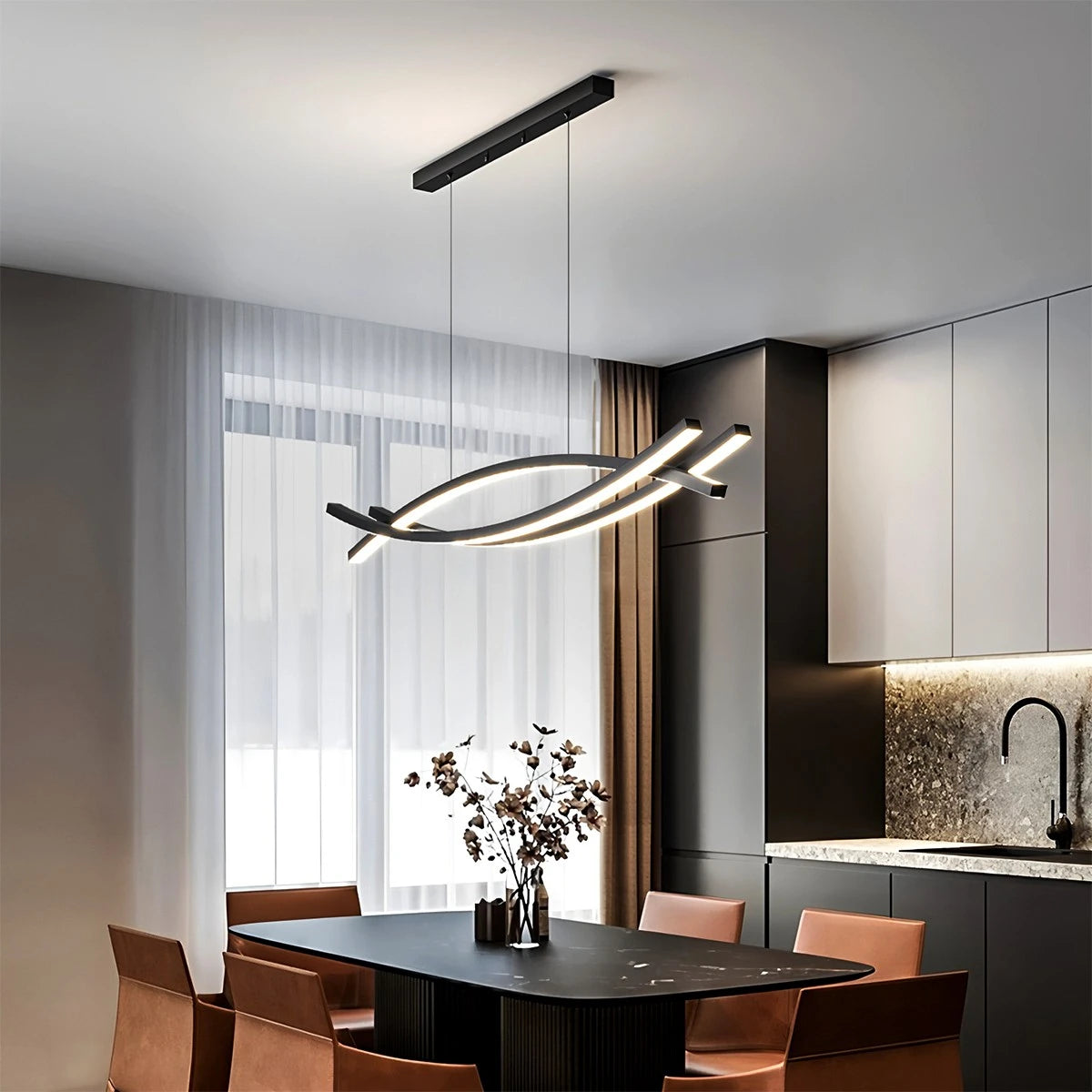 Antizer Eraj Curved LED Pendant Light for Kitchen Island