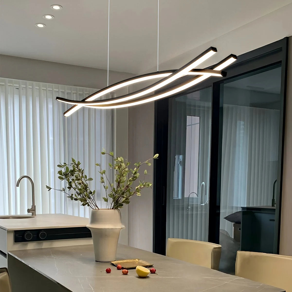Antizer Eraj Curved LED Pendant Light for Kitchen Island