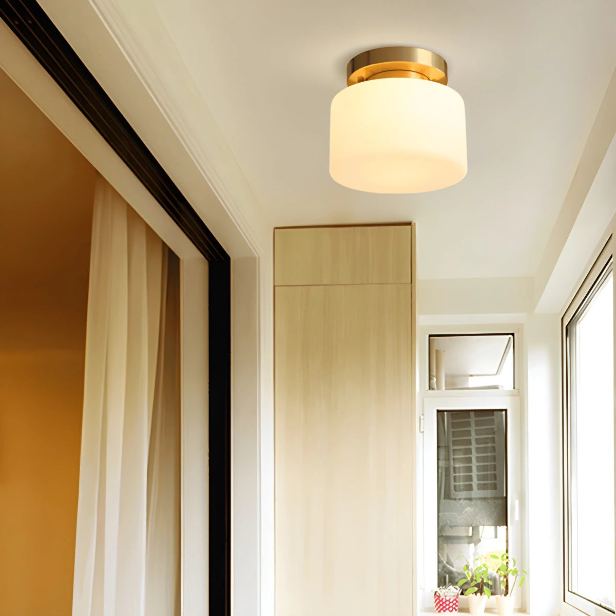 Antizer European Style Copper Glass Ceiling Lamp-D