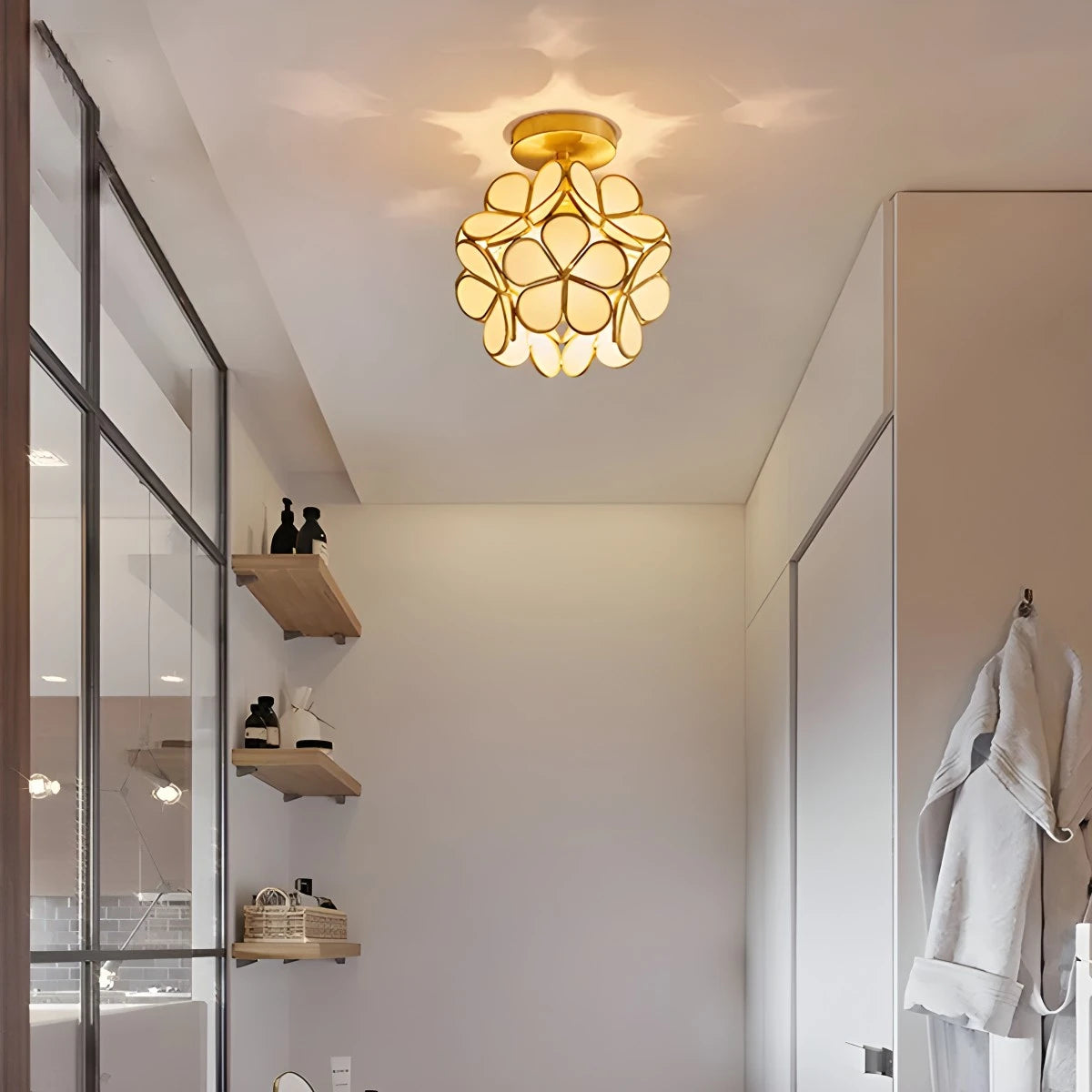 Antizer European Style Copper Glass Ceiling Lamp-E