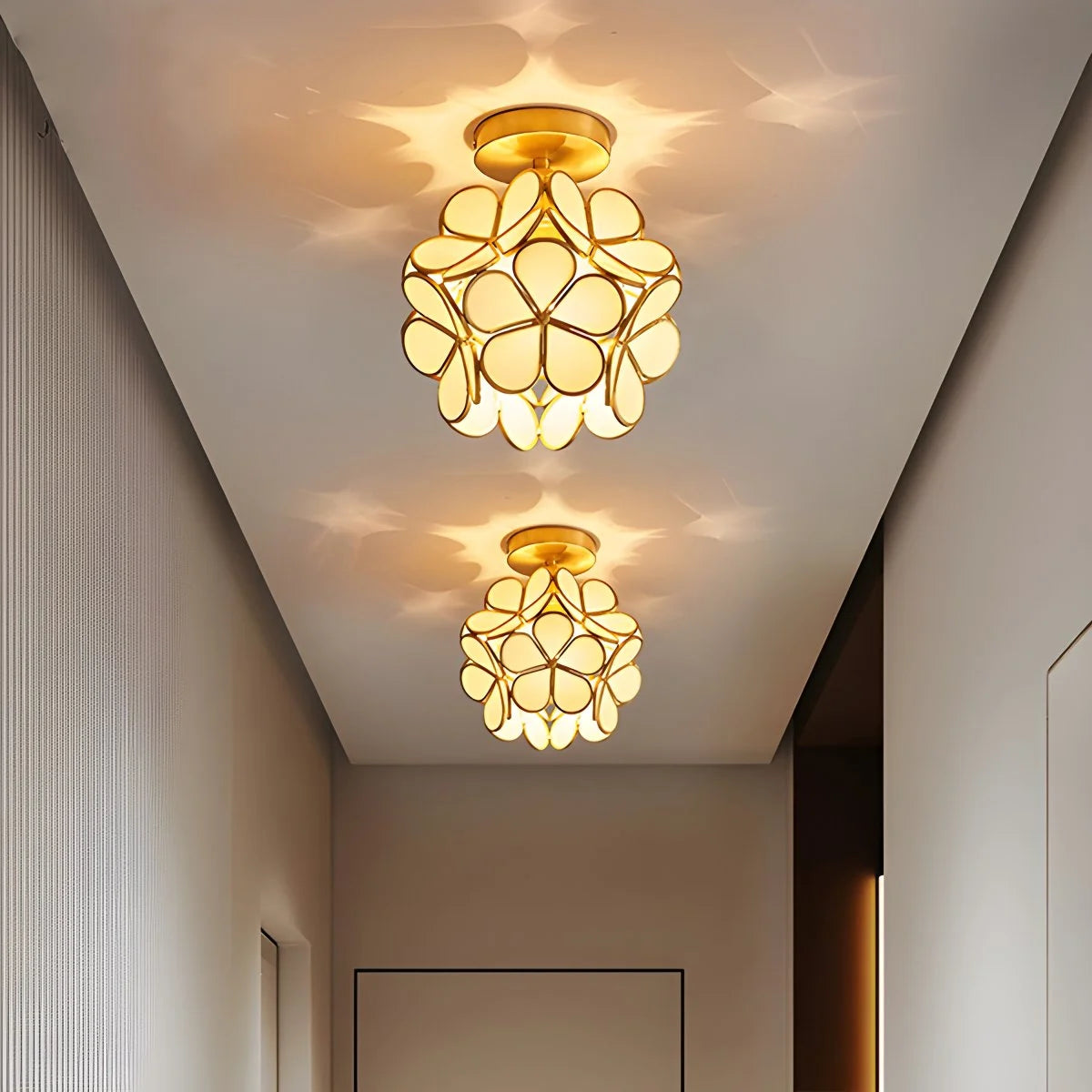 Antizer European Style Copper Glass Ceiling Lamp-E