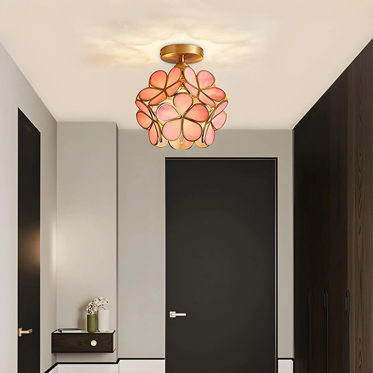 Antizer European Style Copper Glass Ceiling Lamp-E