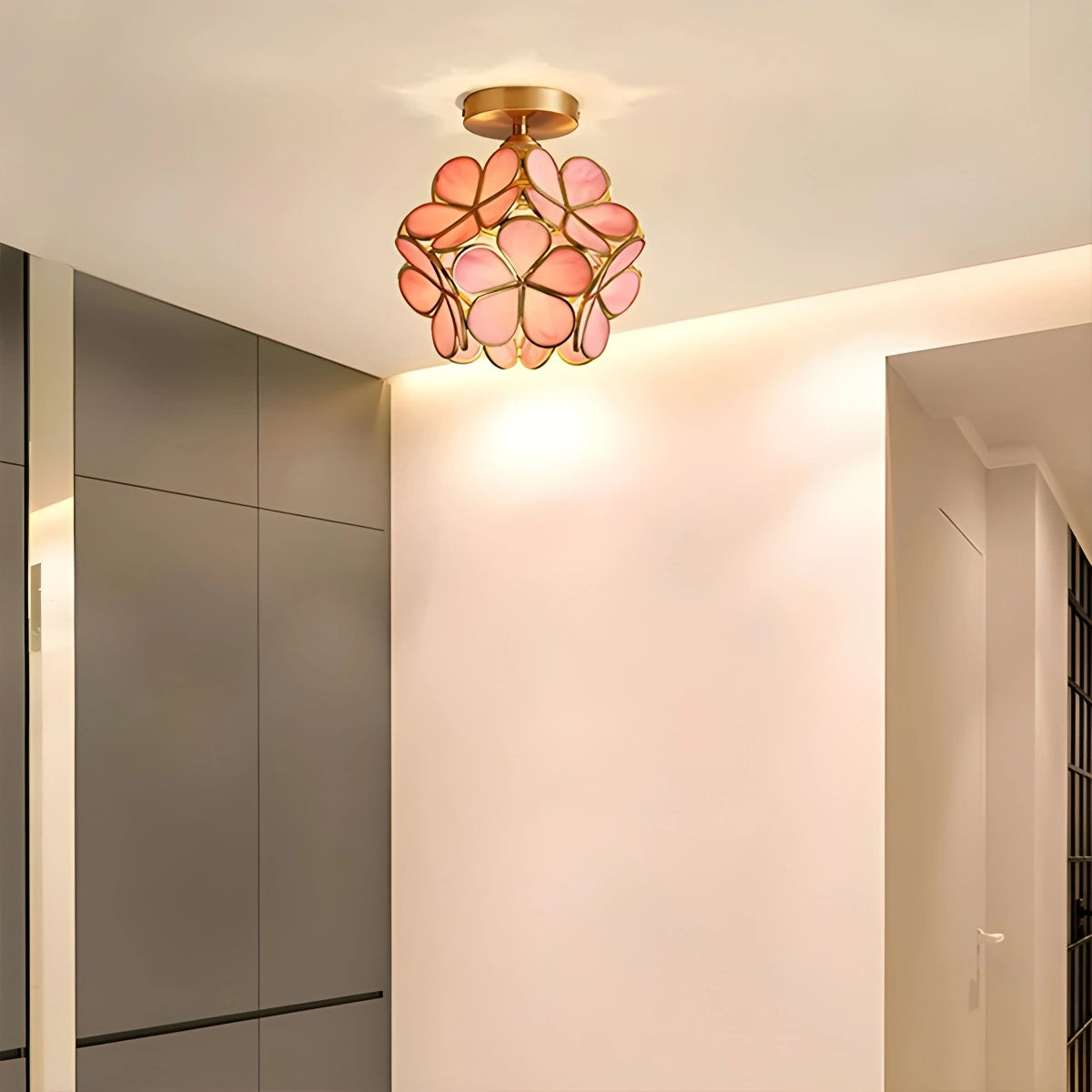 Antizer European Style Copper Glass Ceiling Lamp-E