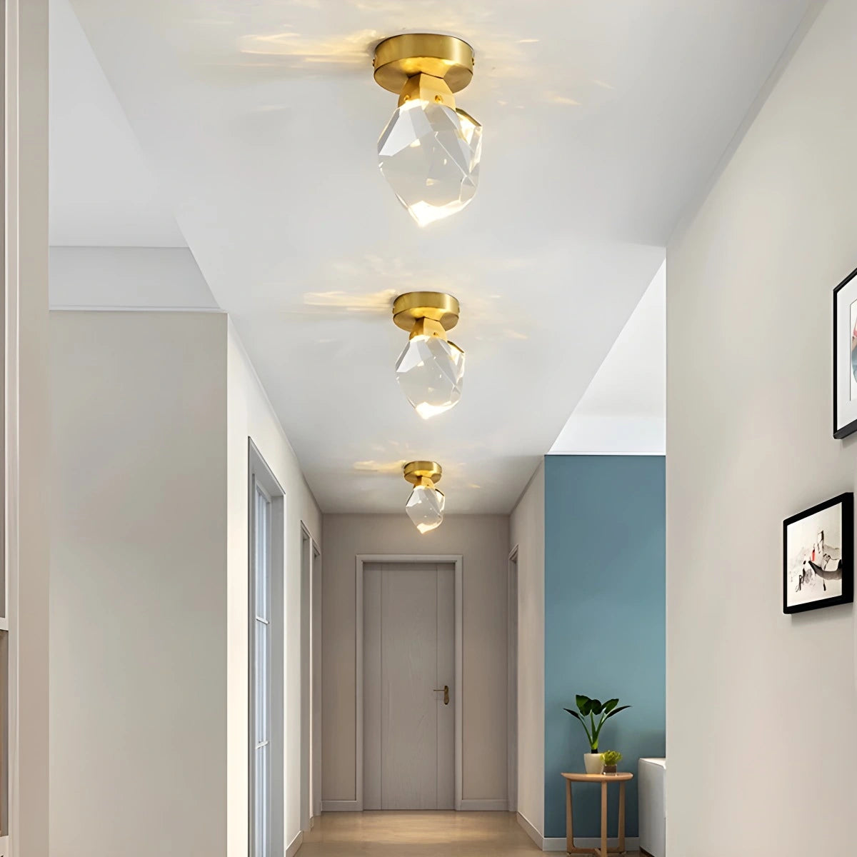 Antizer European Style Copper Glass Ceiling Lamp-G