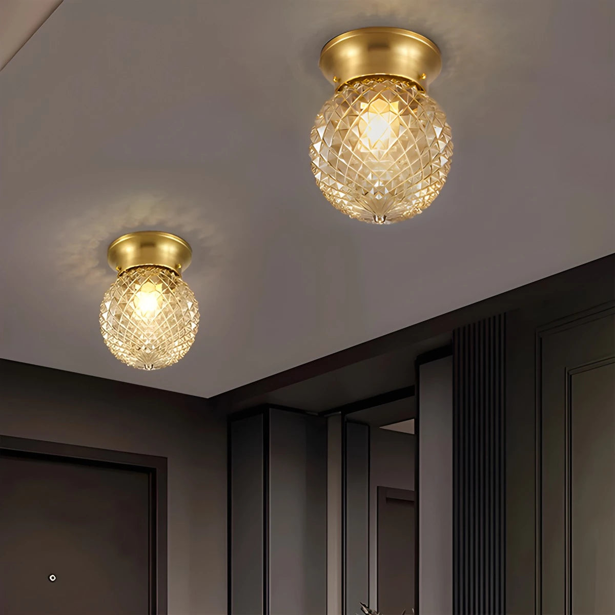 Antizer European Style Copper Glass Ceiling Lamp-G