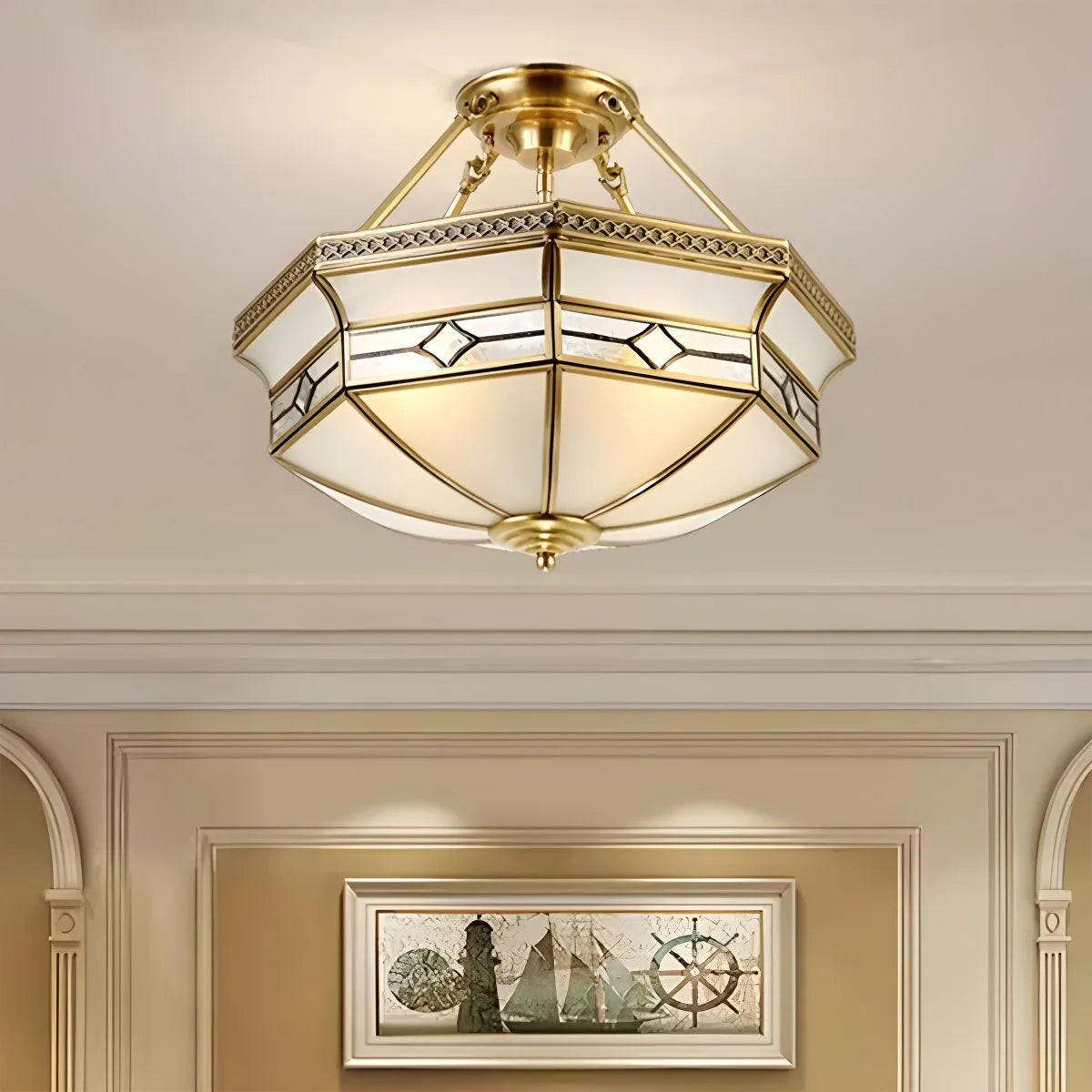 Antizer European Retro Glass Ceiling Light