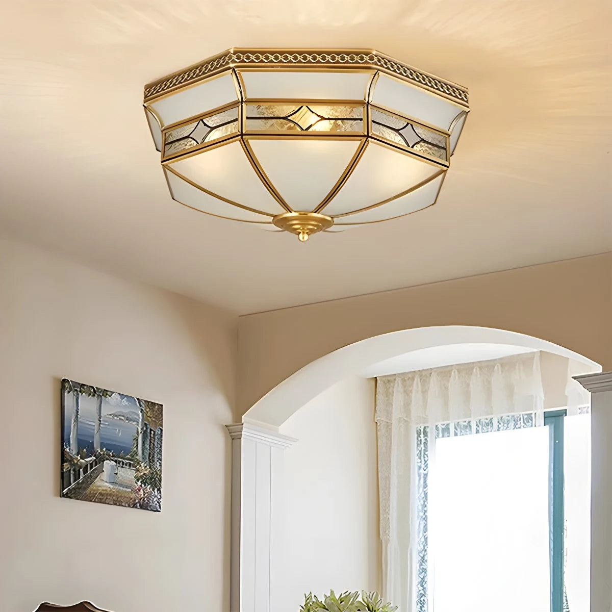 Antizer European Retro Glass Ceiling Light