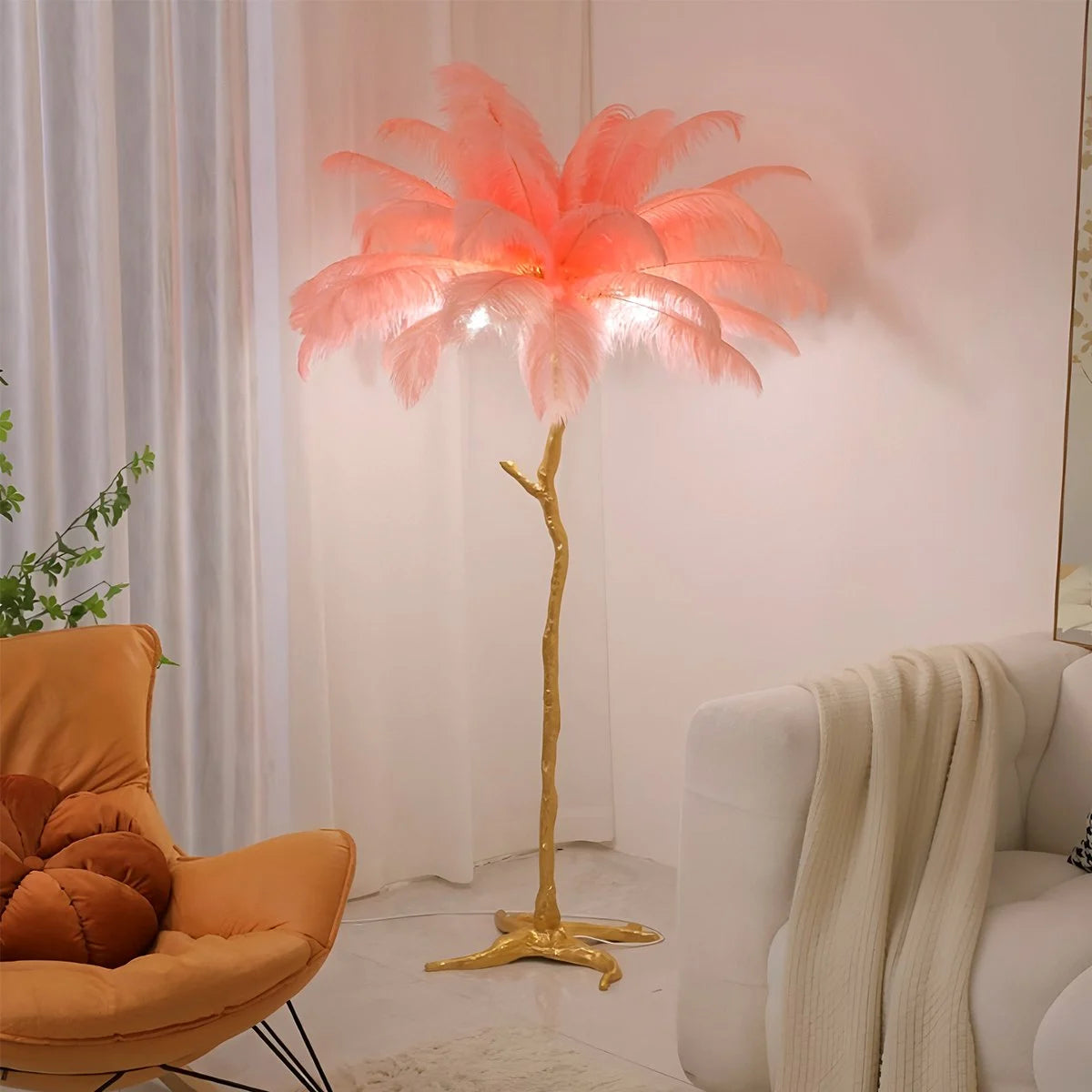 Antizer Feather Palm Tree Floor Lamp for Living Room