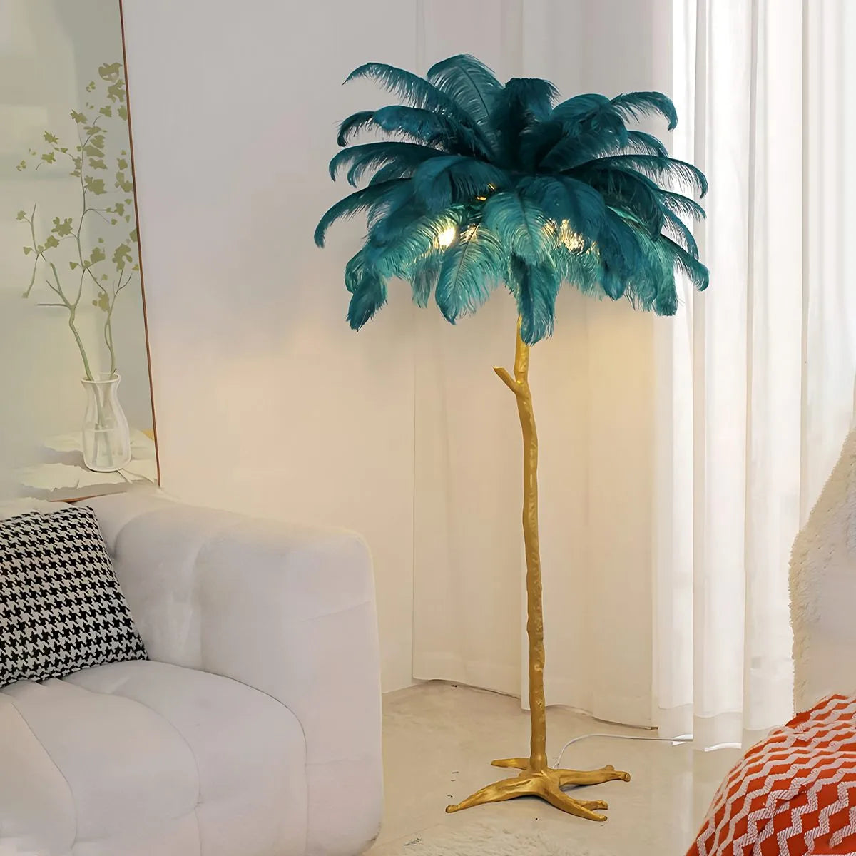 Antizer Feather Palm Tree Floor Lamp for Living Room