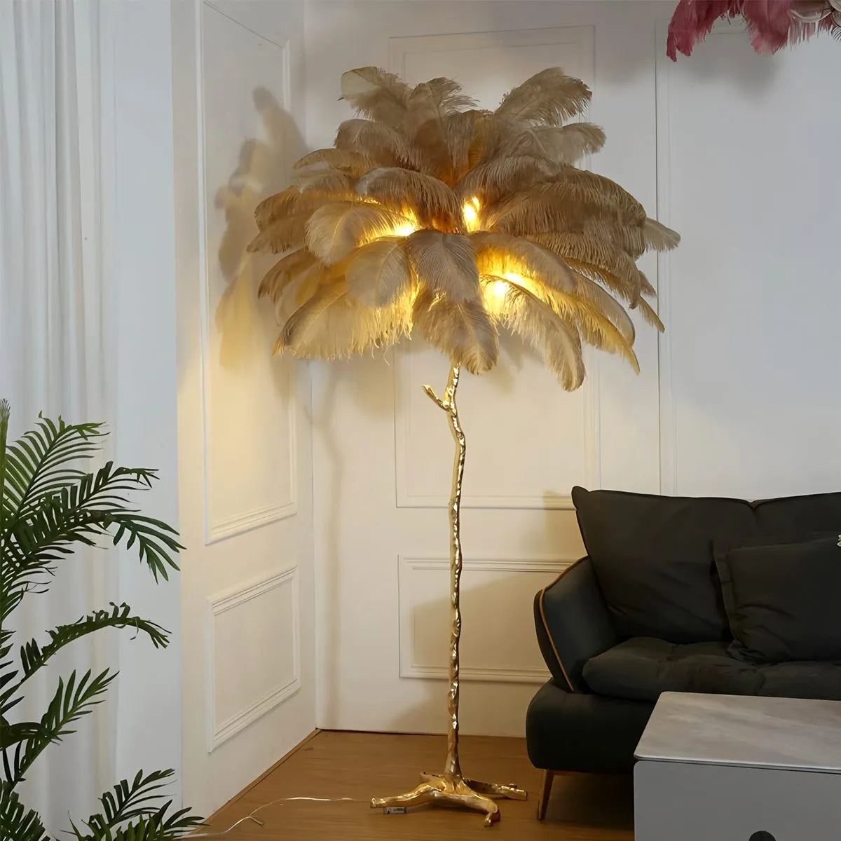 Antizer Feather Palm Tree Floor Lamp for Living Room