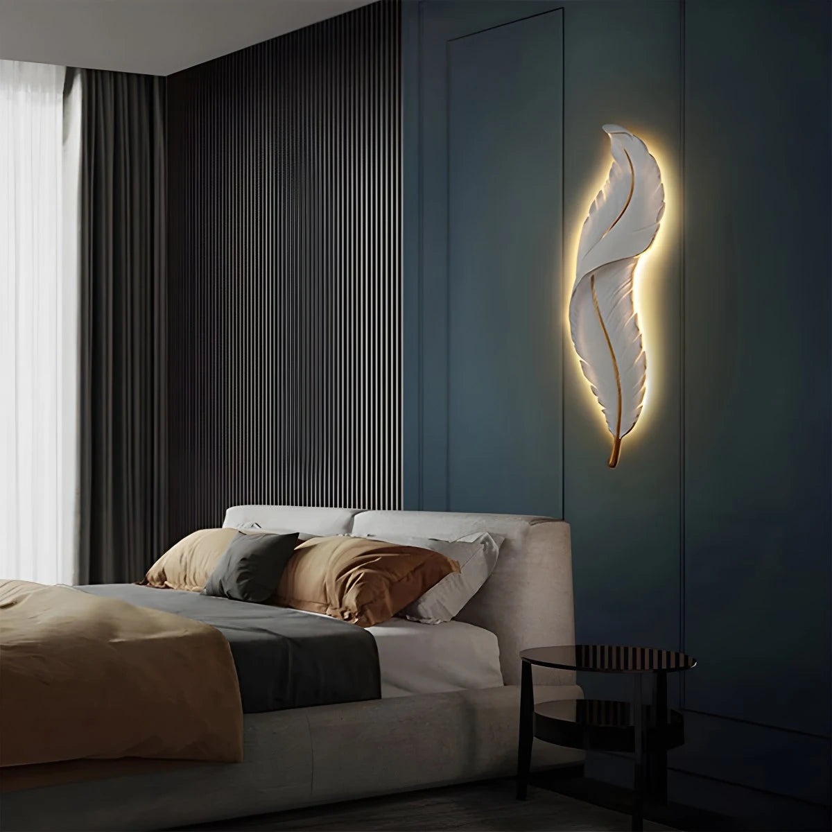 Antizer Feather Wall Lamp for Bedroom