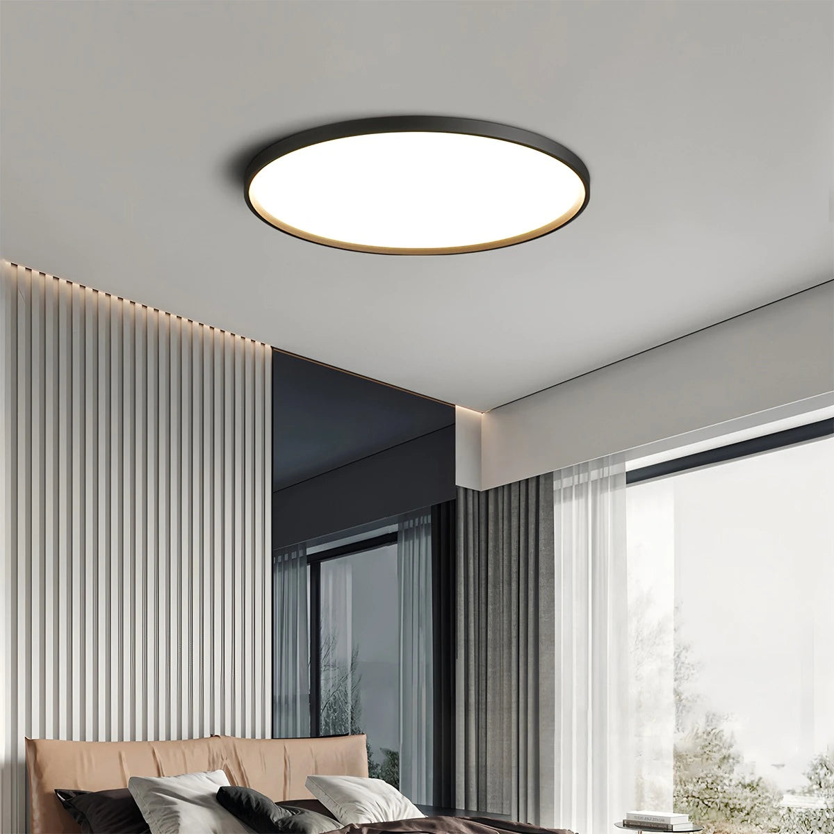 Antizer Flat Round Flush Mount Ceiling Light for Bedroom