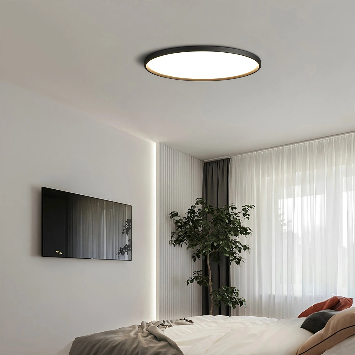Antizer Flat Round Flush Mount Ceiling Light for Bedroom