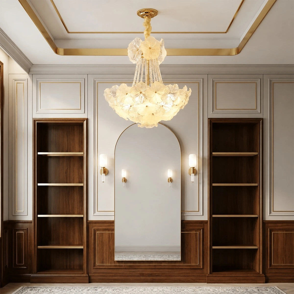 Antizer French Style Floral Glass Chandelier