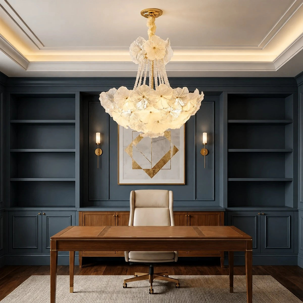 Antizer French Style Floral Glass Chandelier