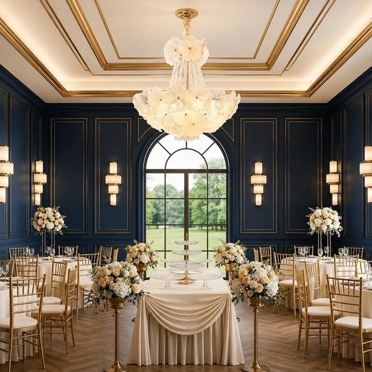 Antizer French Style Floral Glass Chandelier