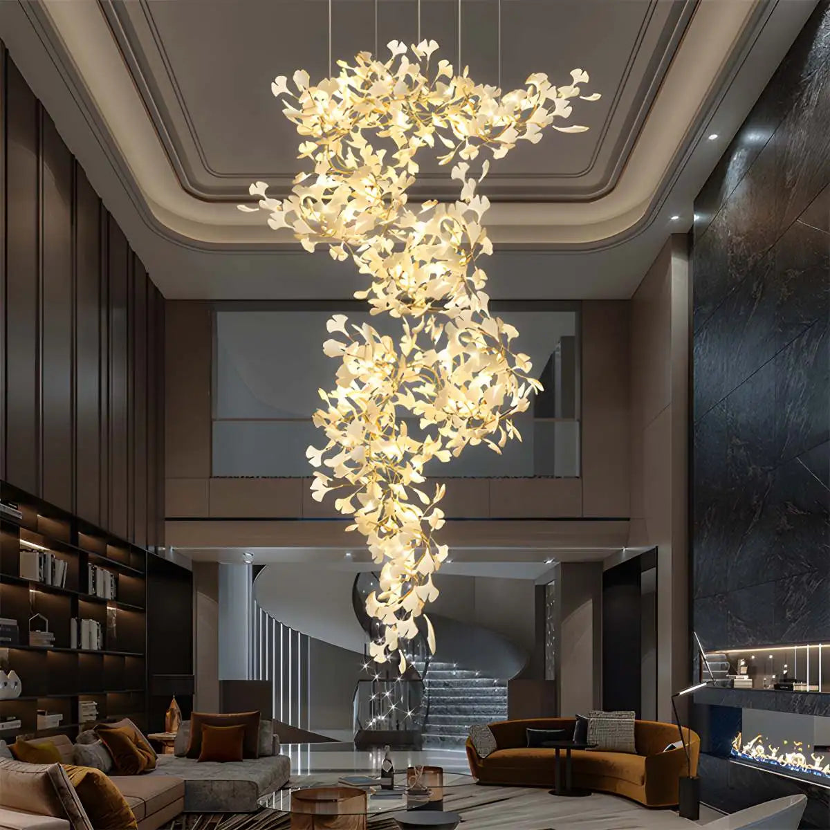 Antizer Large Ginkgo Leaf Chandelier