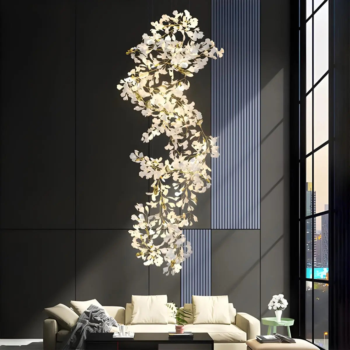Antizer Large Ginkgo Leaf Chandelier