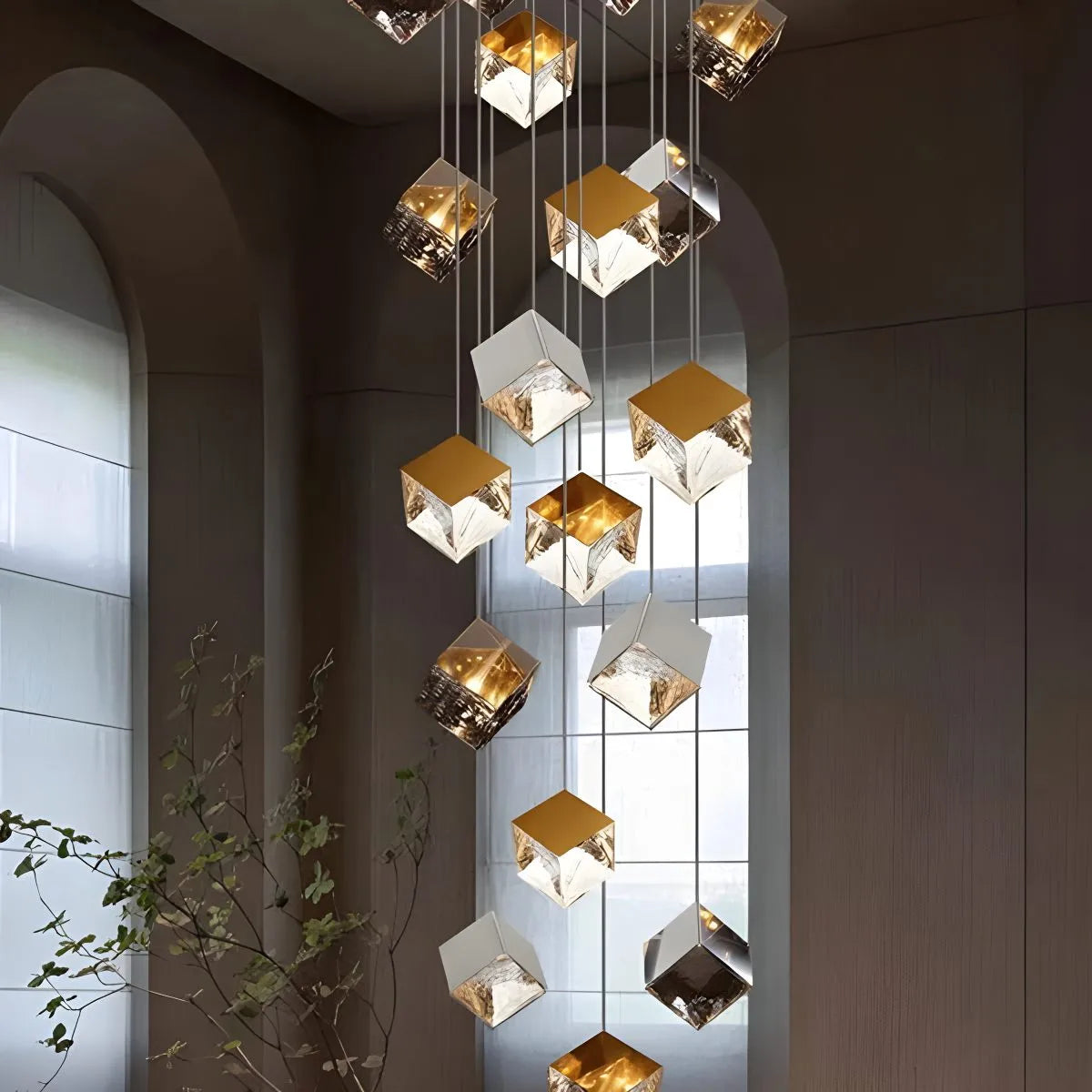 Antizer Ice Cube Textured Glass Chandelier