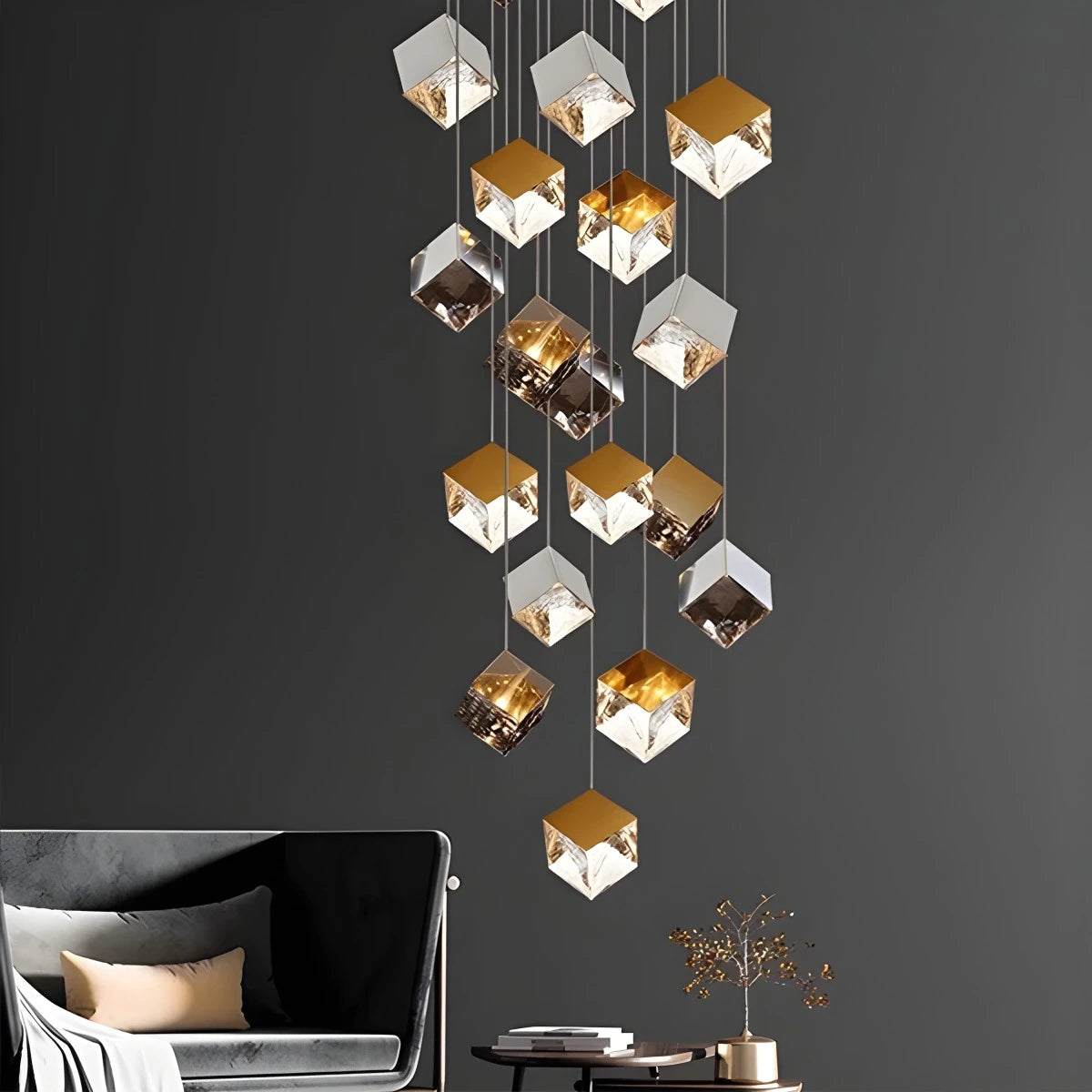 Antizer Ice Cube Textured Glass Chandelier