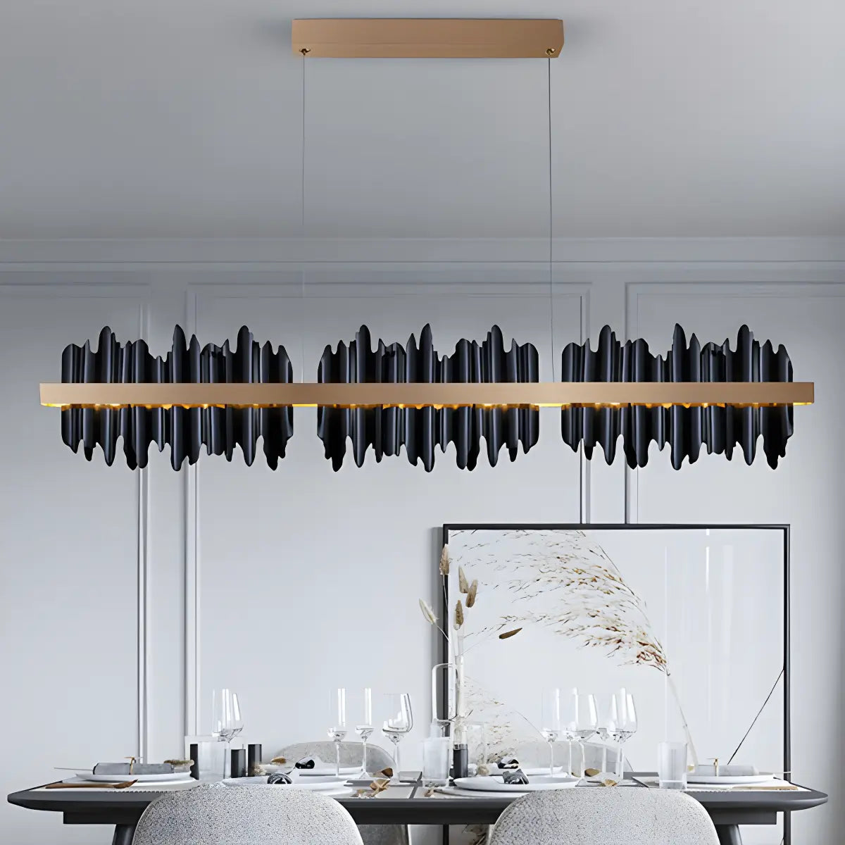 Antizer Iceberg Linear Chandelier-Black & Gold