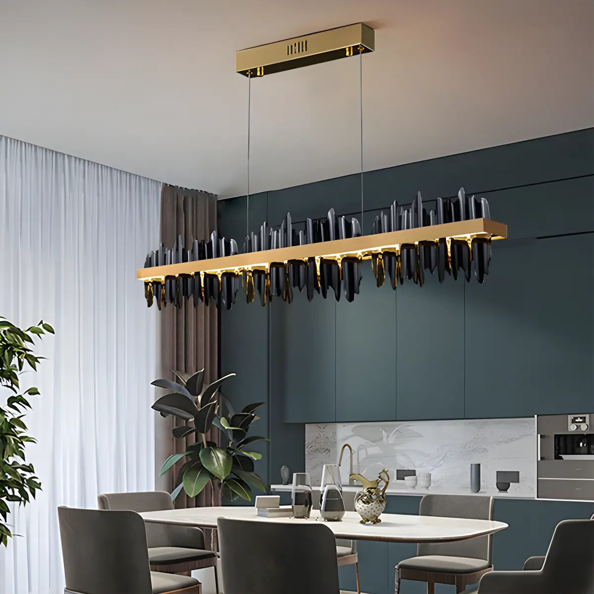 Antizer Iceberg Linear Chandelier-Black & Gold