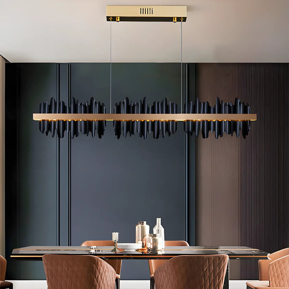 Antizer Iceberg Linear Chandelier-Black & Gold