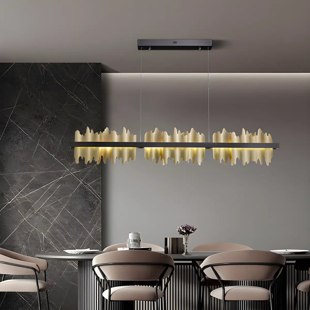 Antizer Iceberg Linear Chandelier-Black & Gold