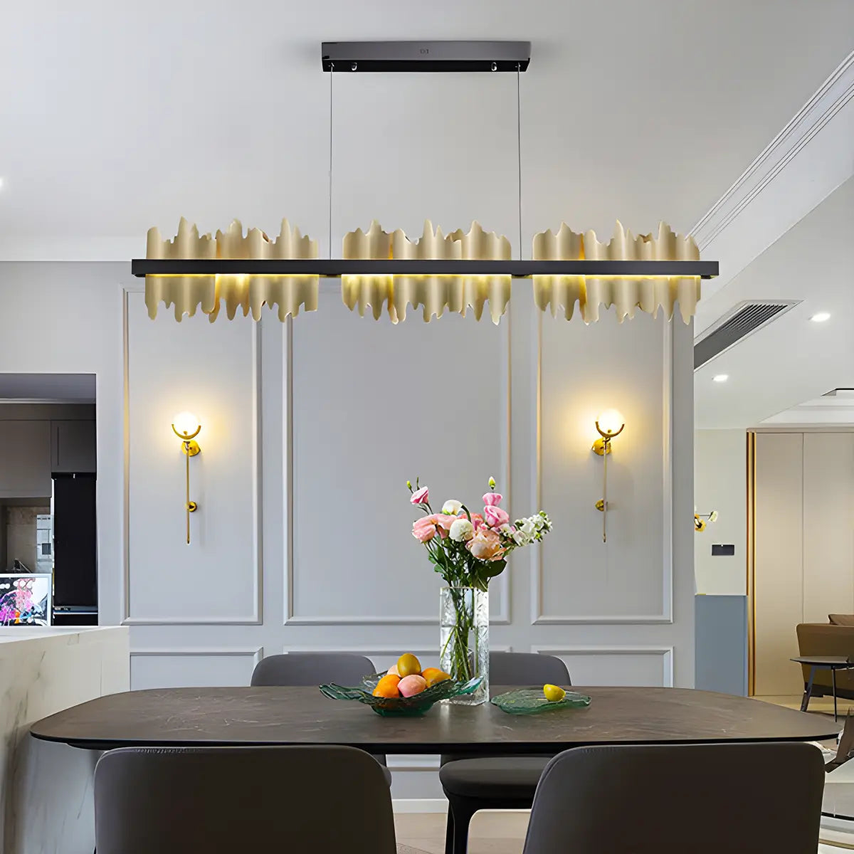 Antizer Iceberg Linear Chandelier-Black & Gold