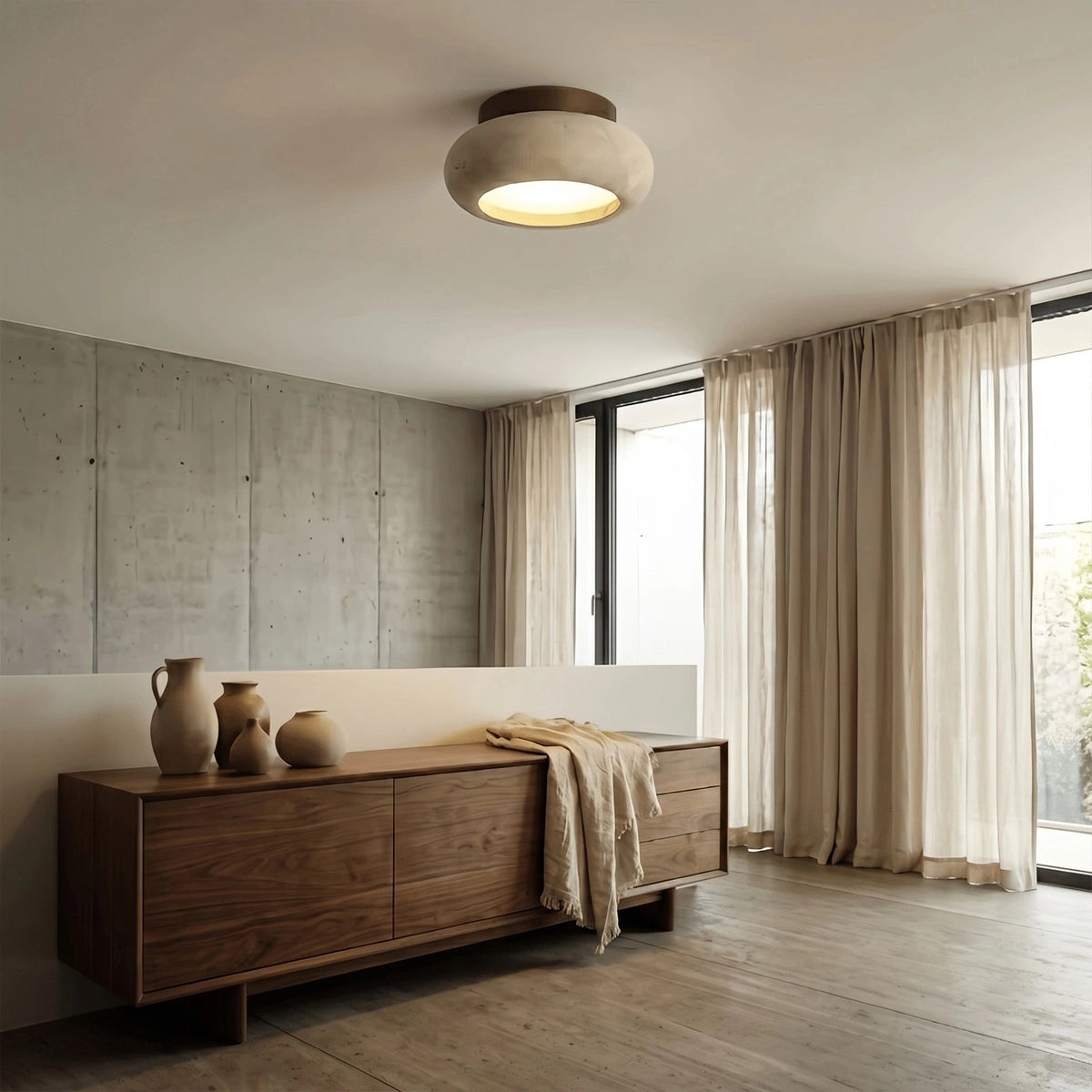 Antizer Japanese Style Travertine Ceiling Light
